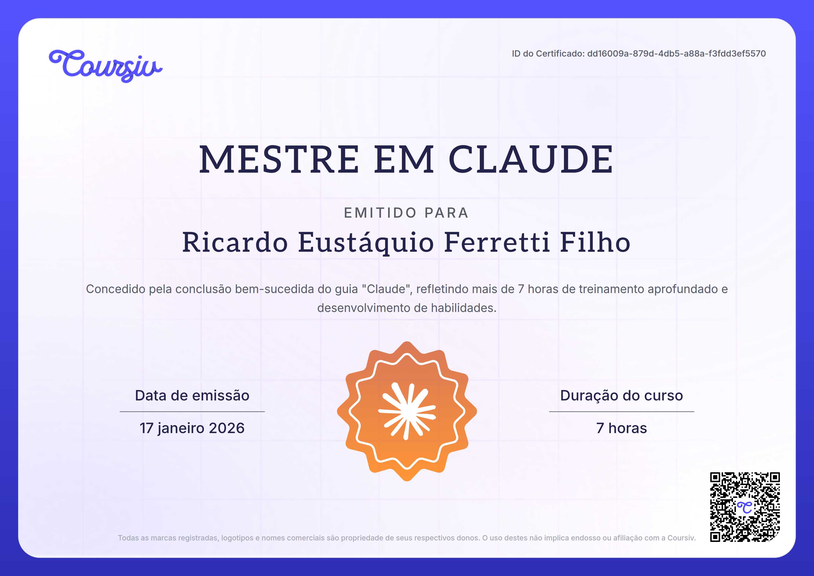 Certificate for Claude