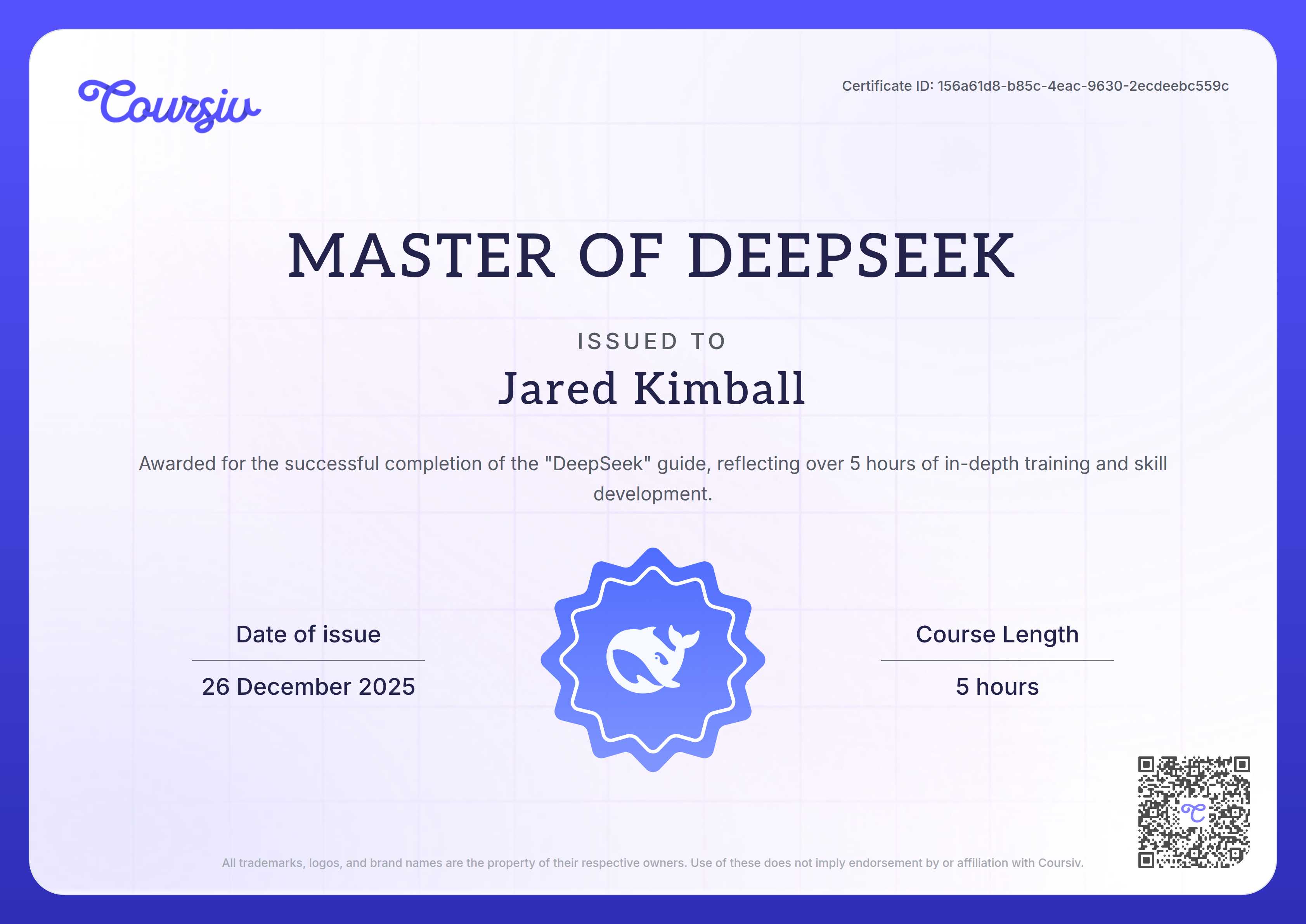 Certificate for DeepSeek