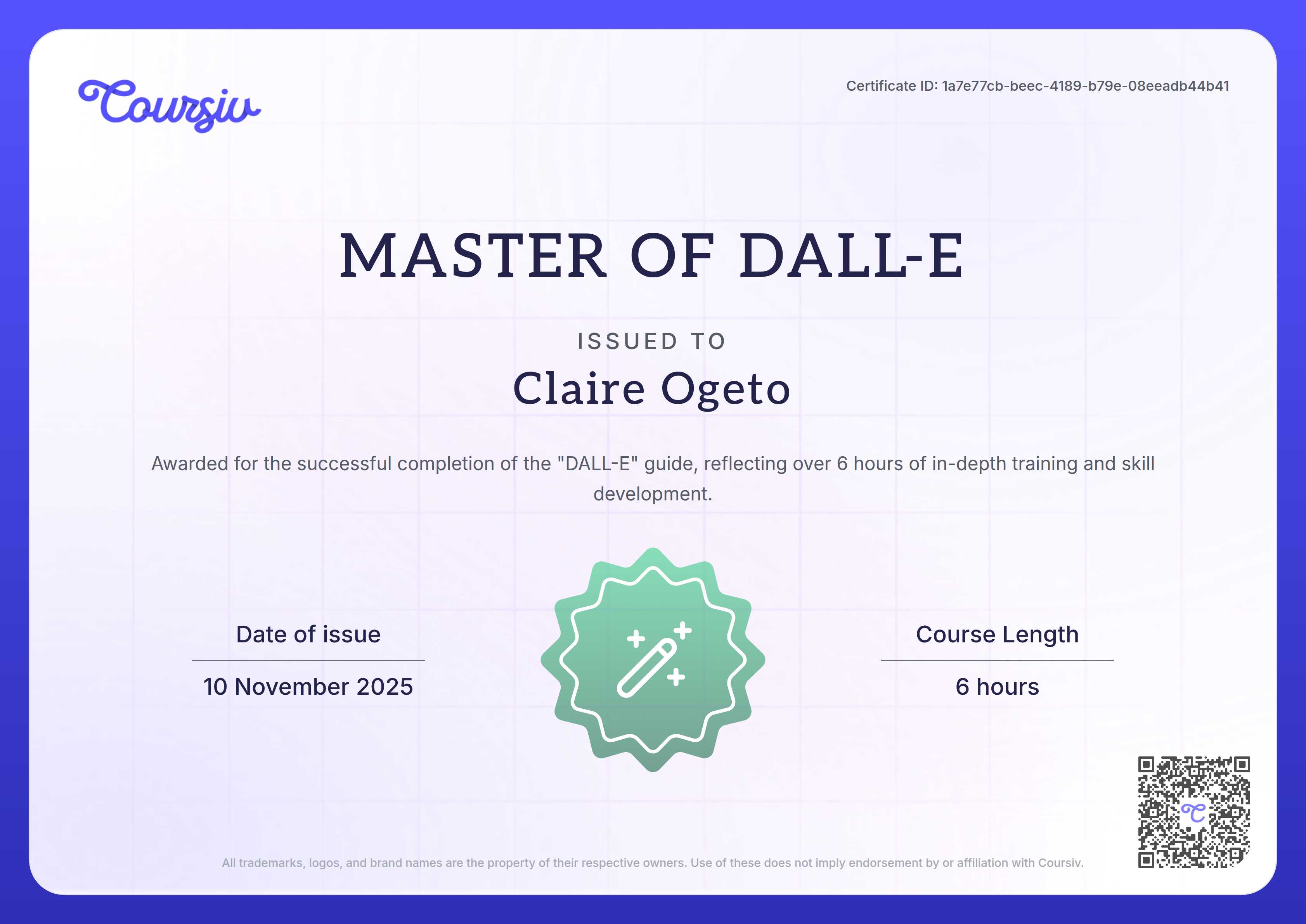 Certificate for DALL-E