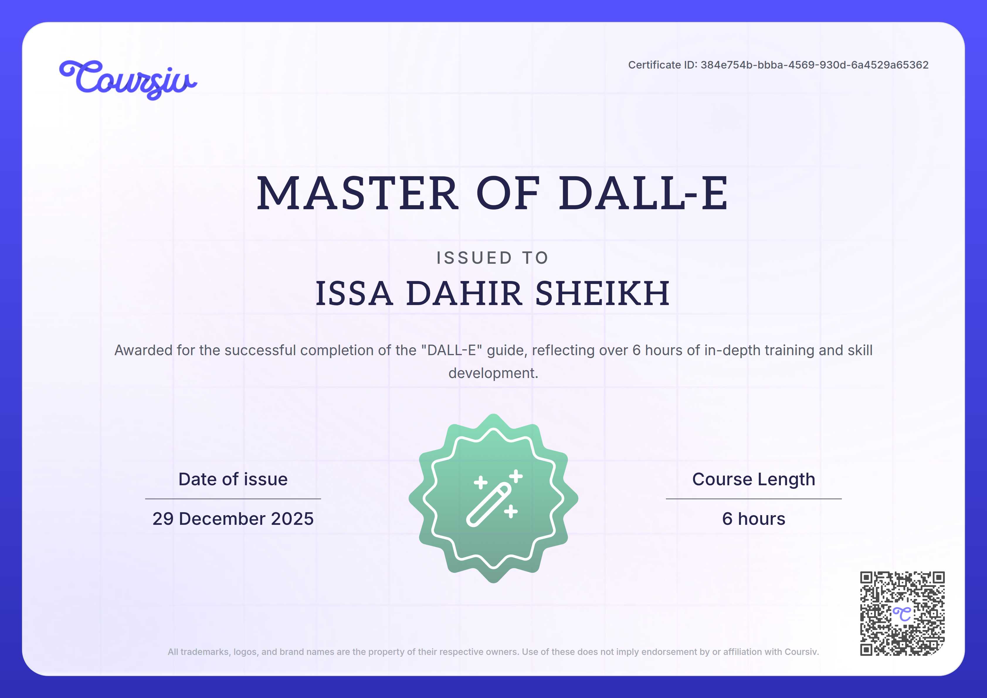 Certificate for DALL-E