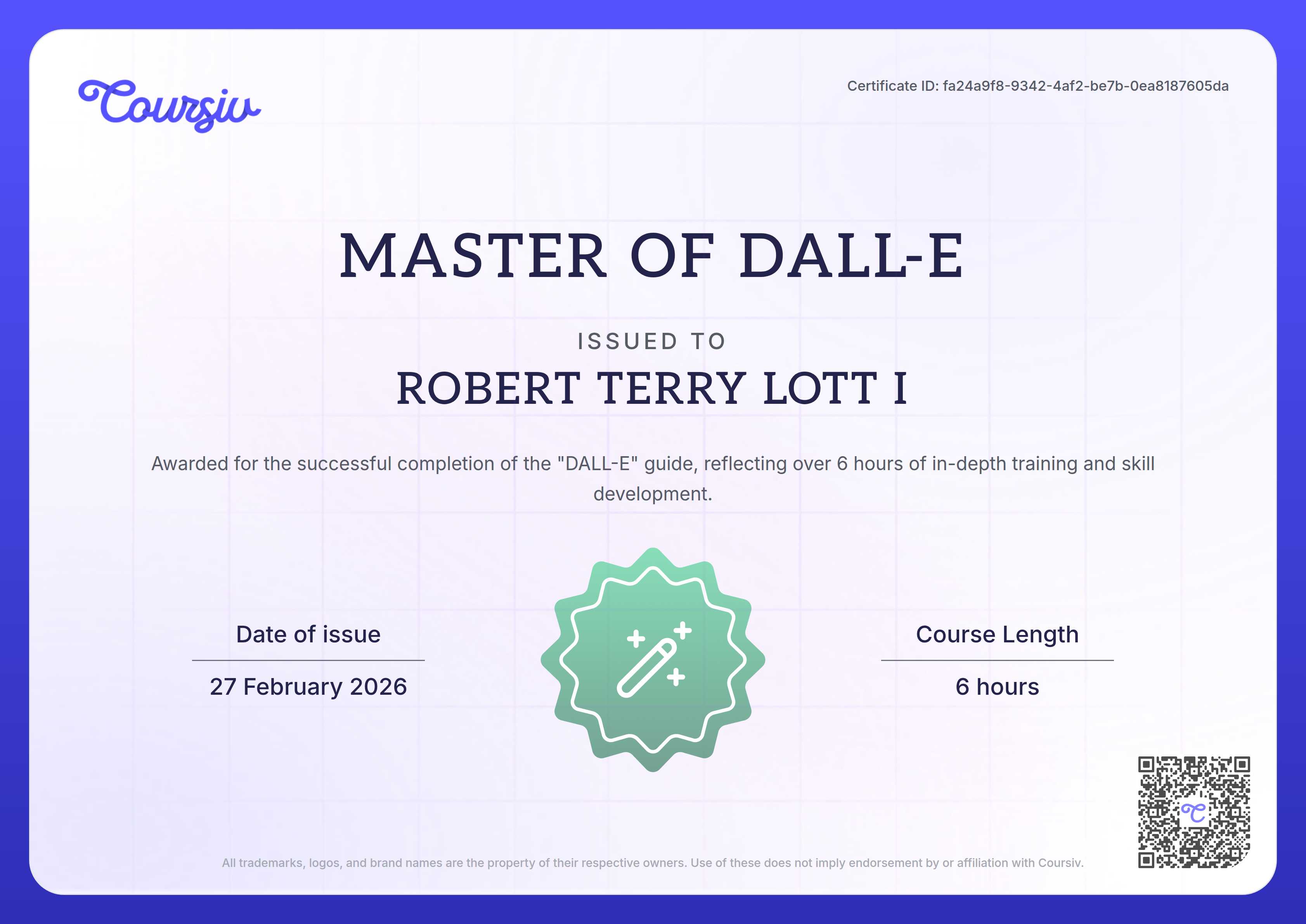 Certificate for DALL-E