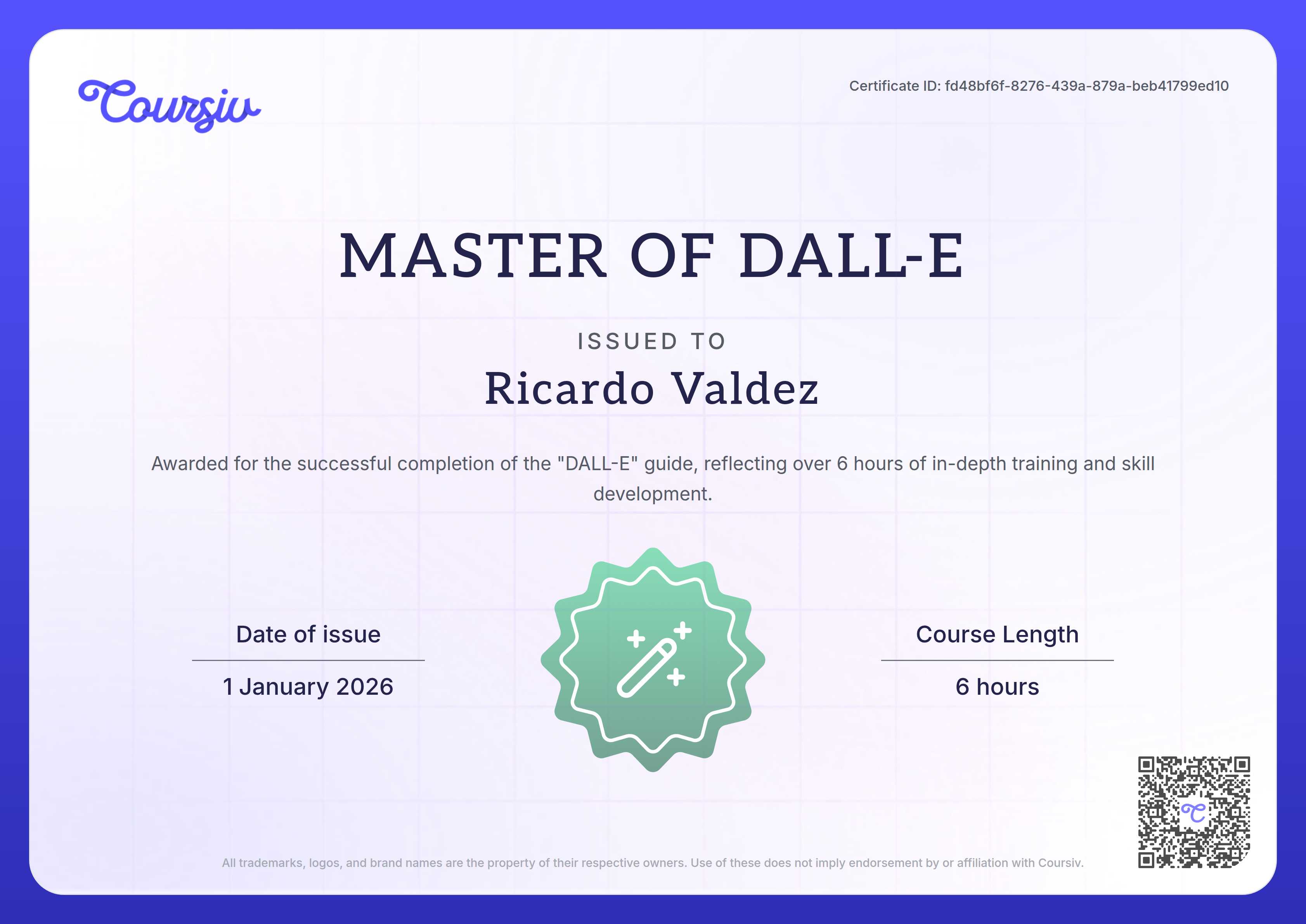 Certificate for DALL-E
