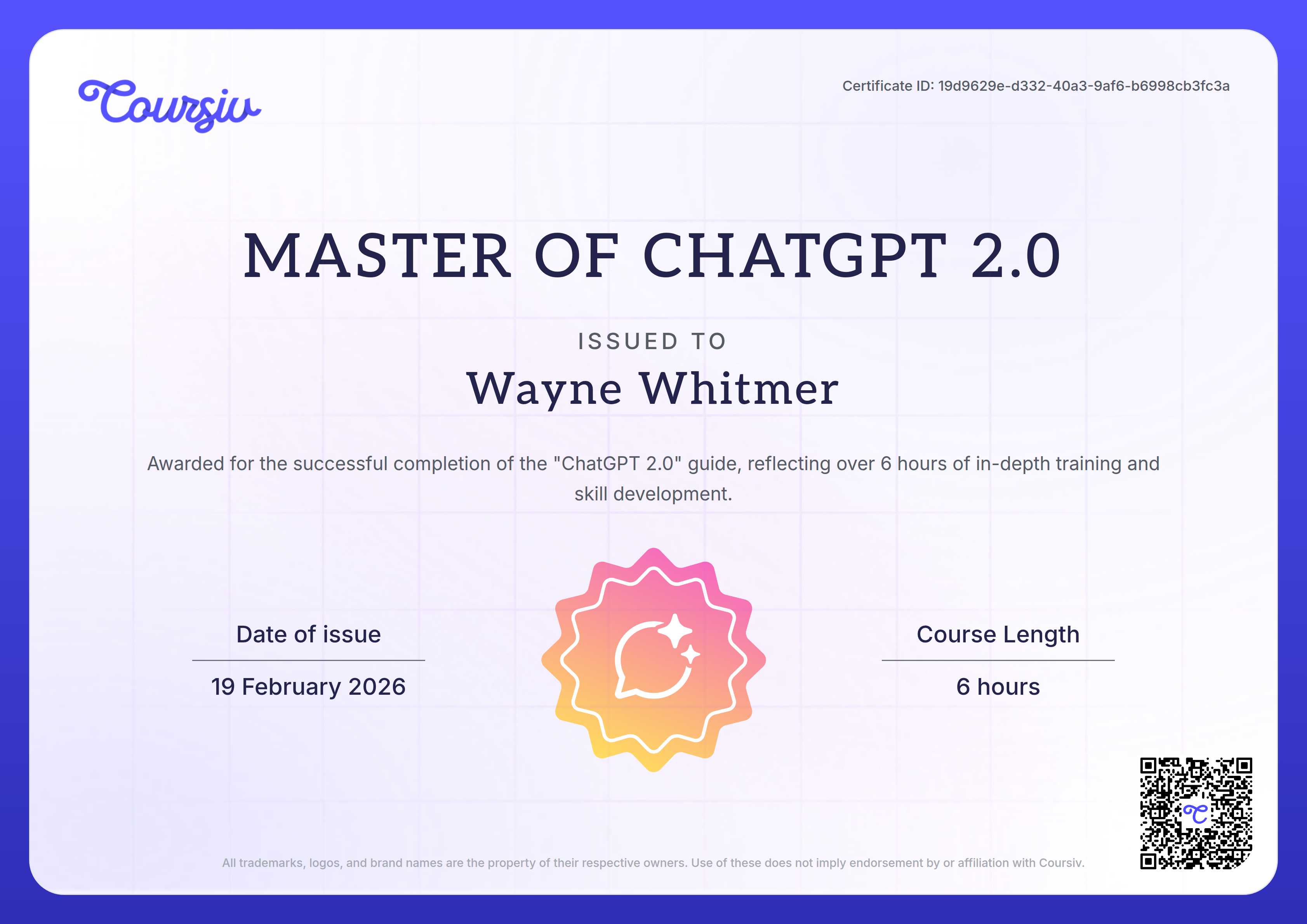 Certificate for ChatGPT 2.0