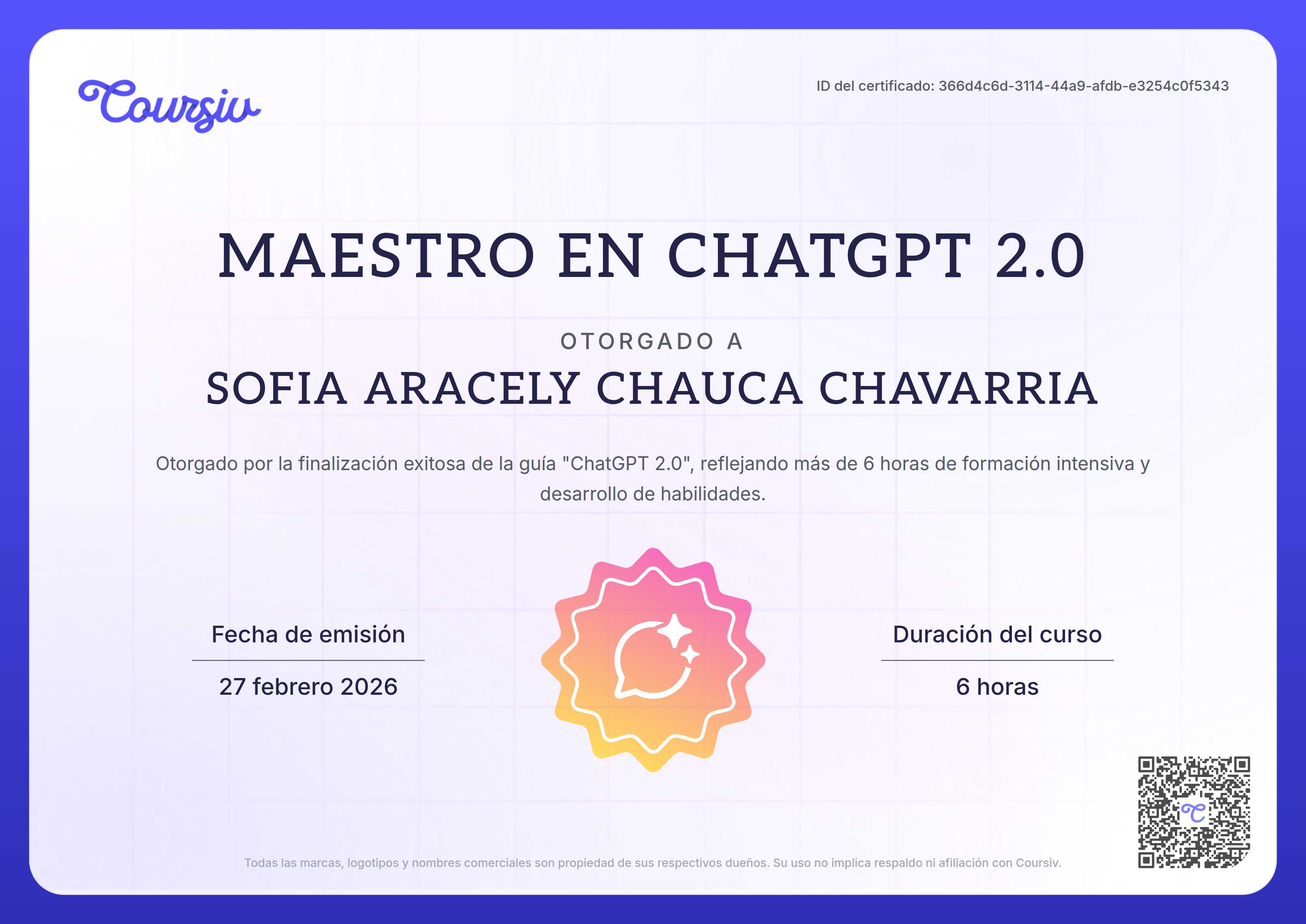 Certificate for ChatGPT 2.0