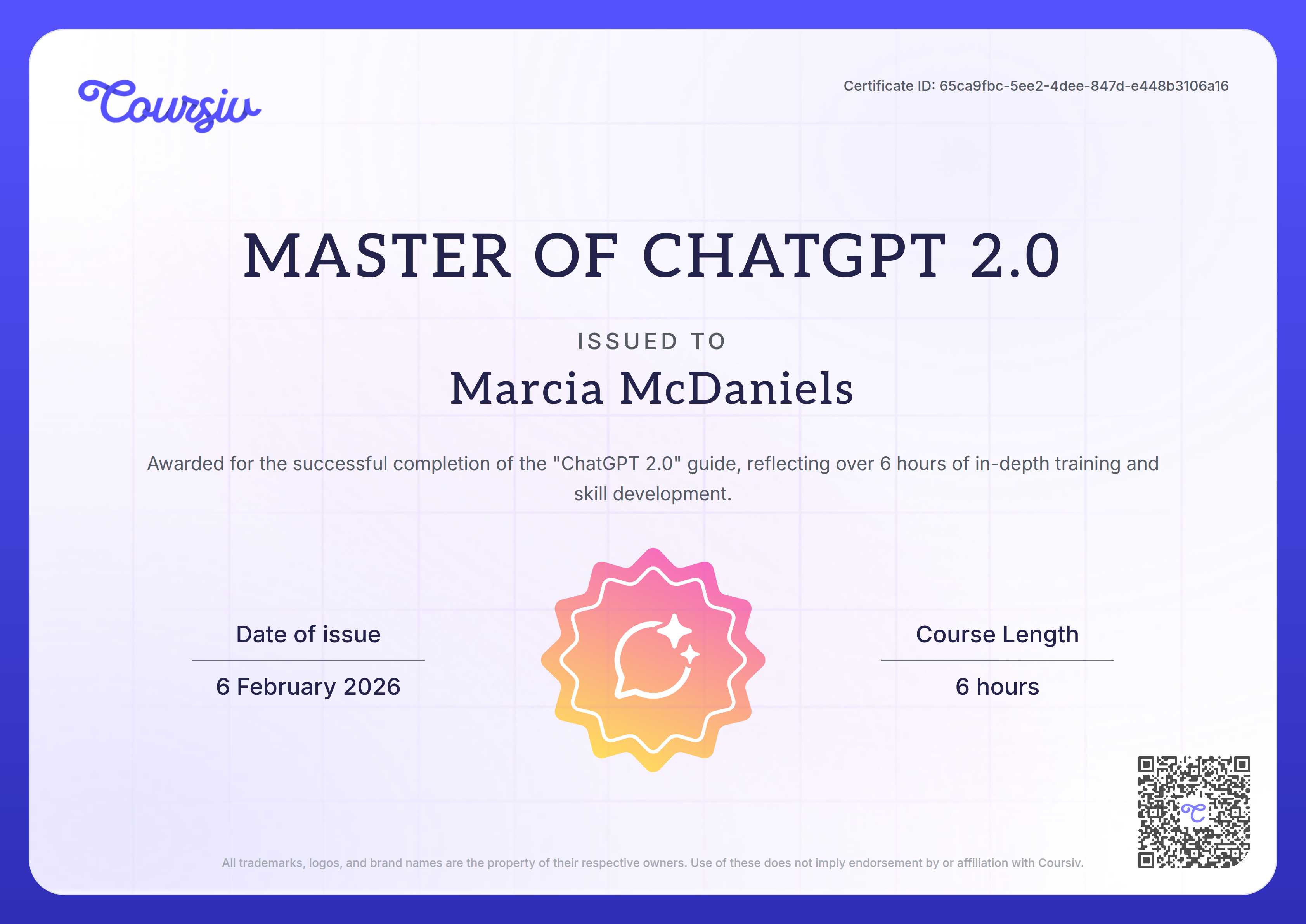 Certificate for ChatGPT 2.0