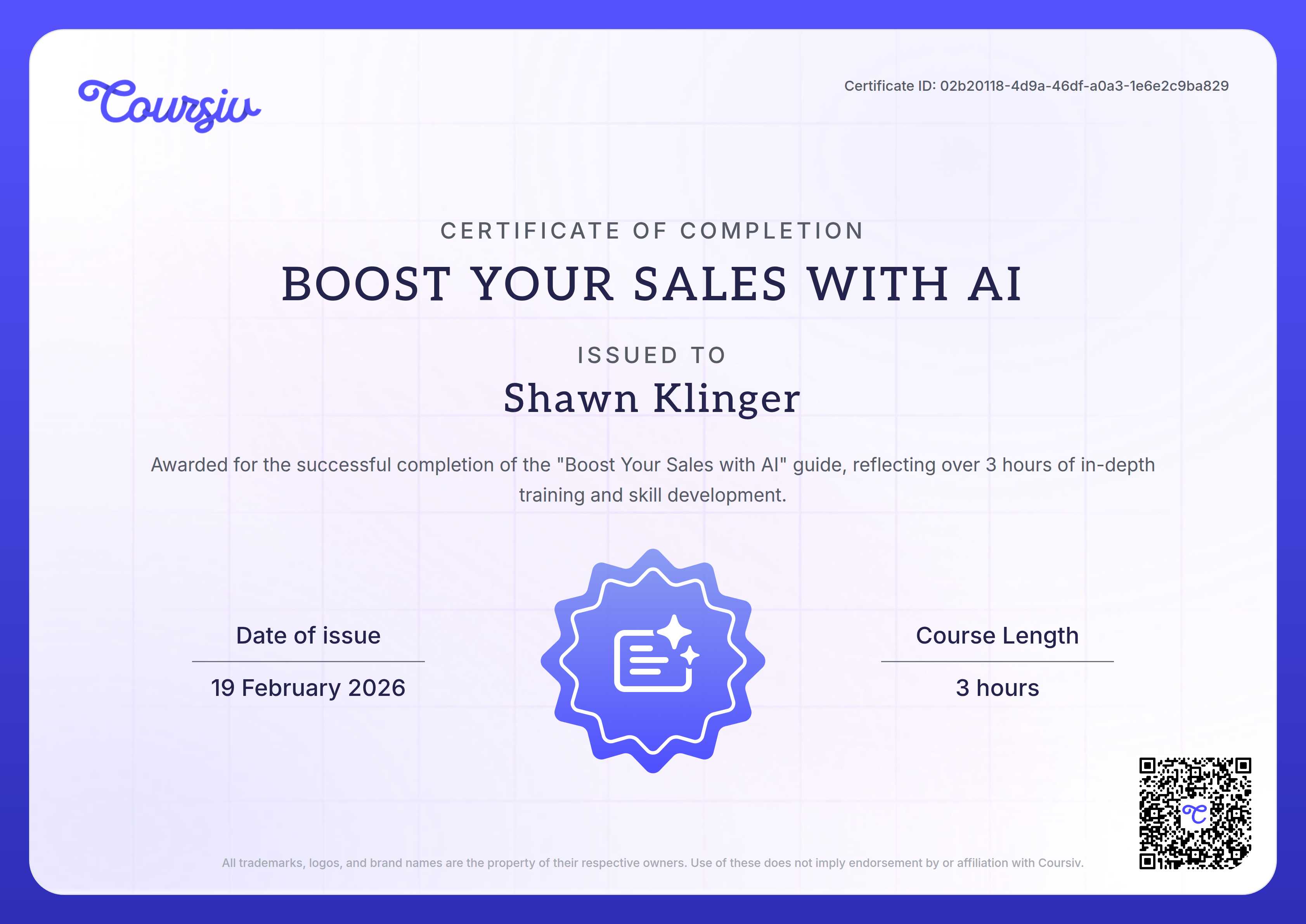 Certificate for Boost Your Sales with AI