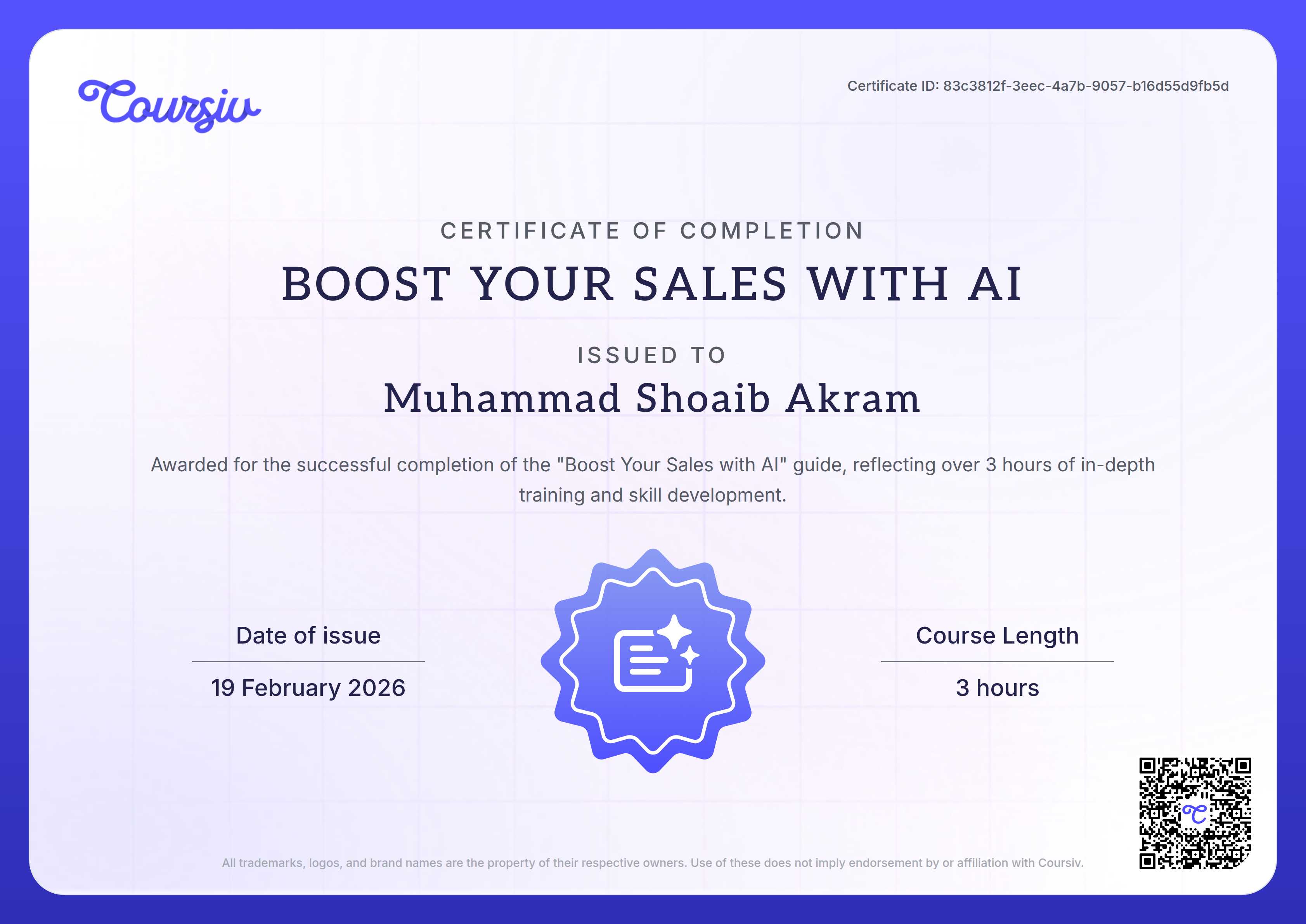 Certificate for Boost Your Sales with AI