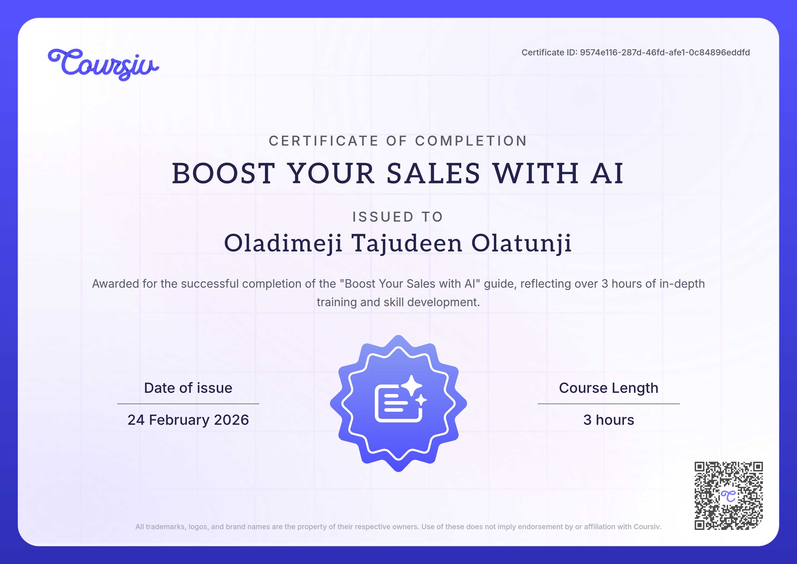Certificate for Boost Your Sales with AI