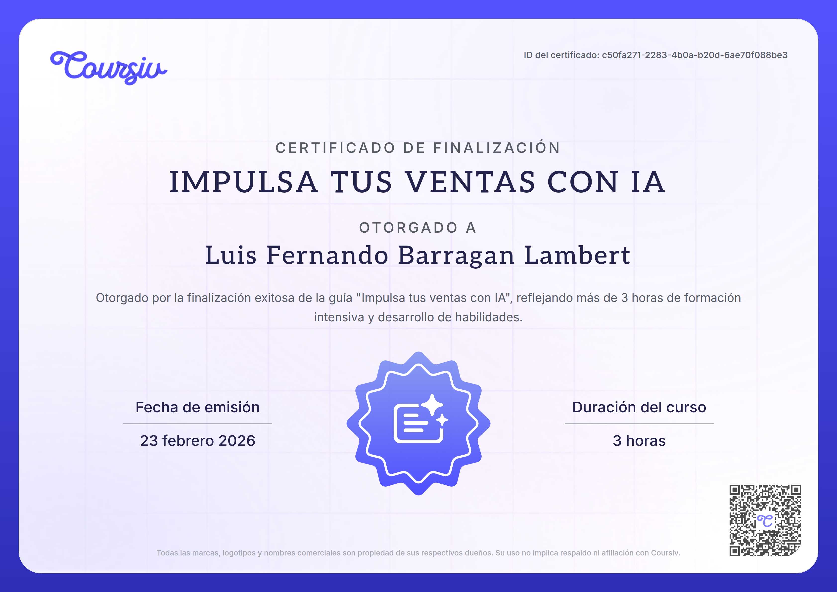 Certificate for Impulsa tus ventas con IA