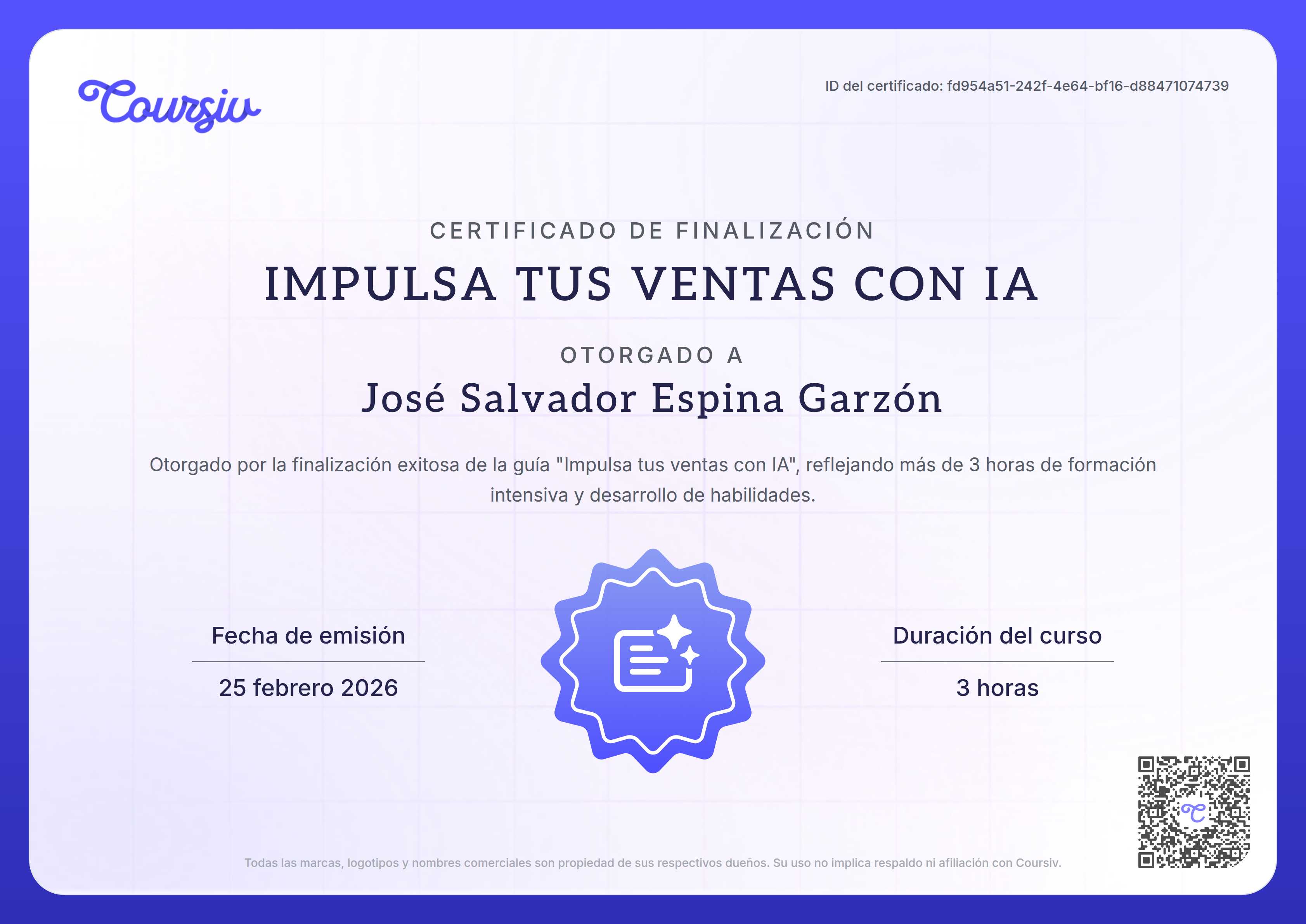 Certificate for Impulsa tus ventas con IA
