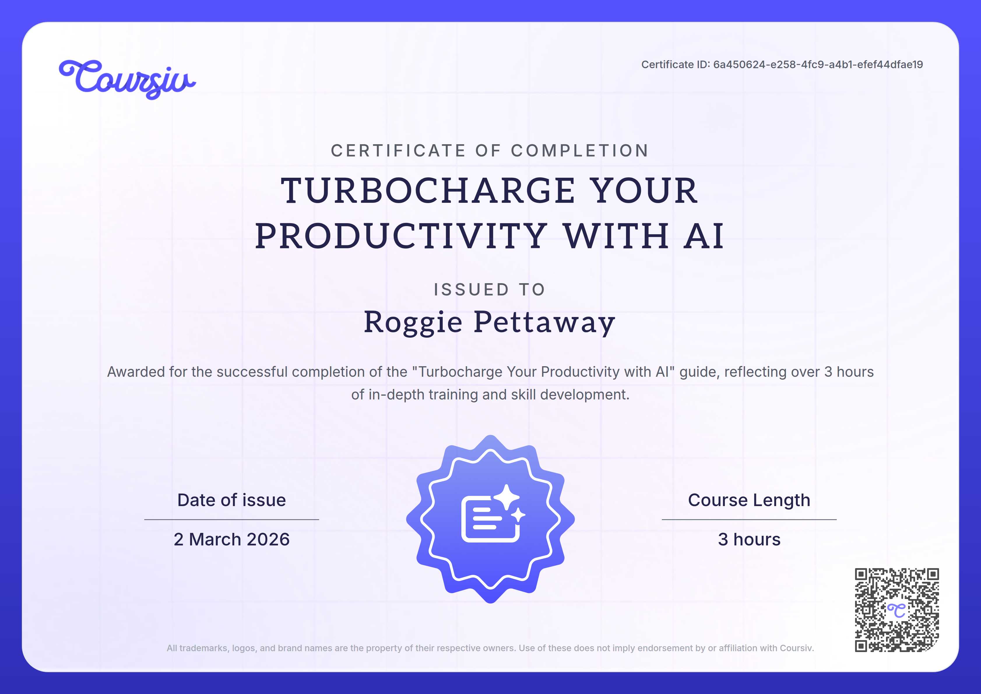 Certificate for Turbocharge Your Productivity with AI
