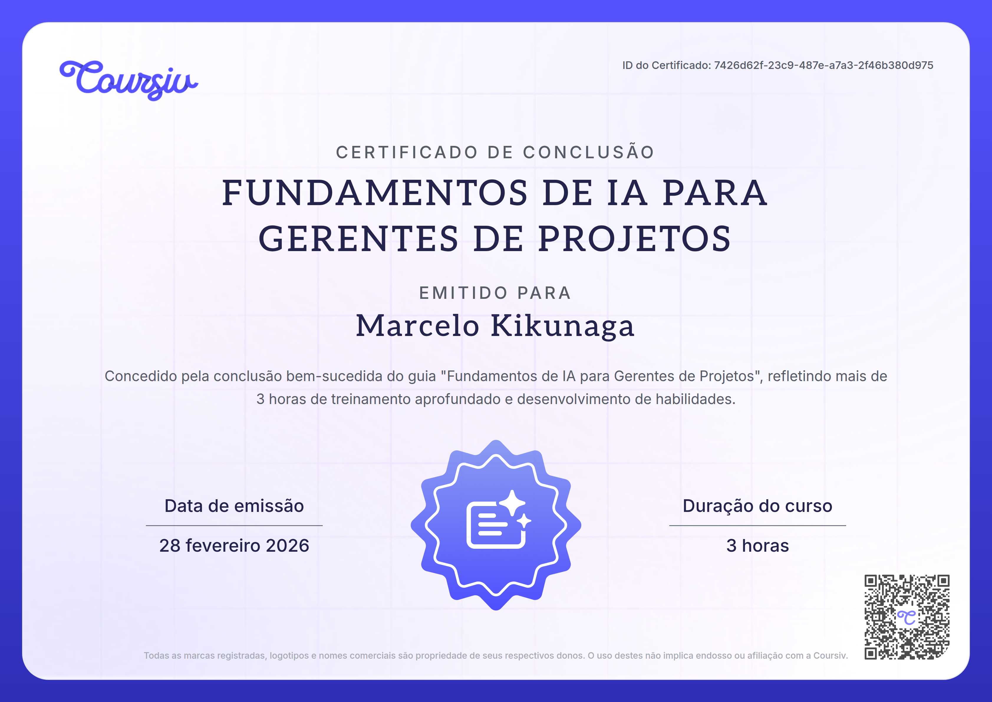 Certificate for Fundamentos de IA para gerentes de projetos