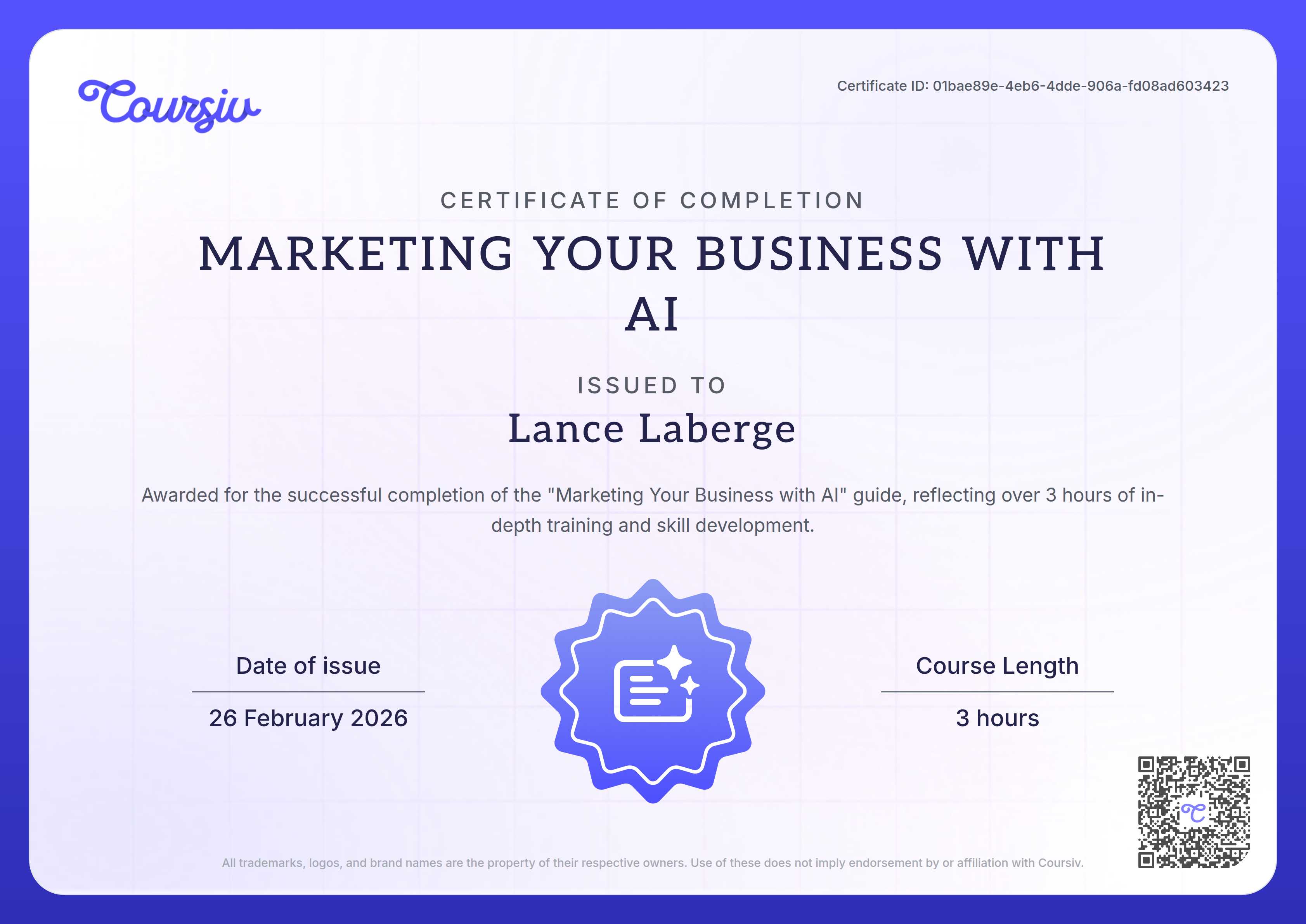 Certificate for Marketing Your Business with AI