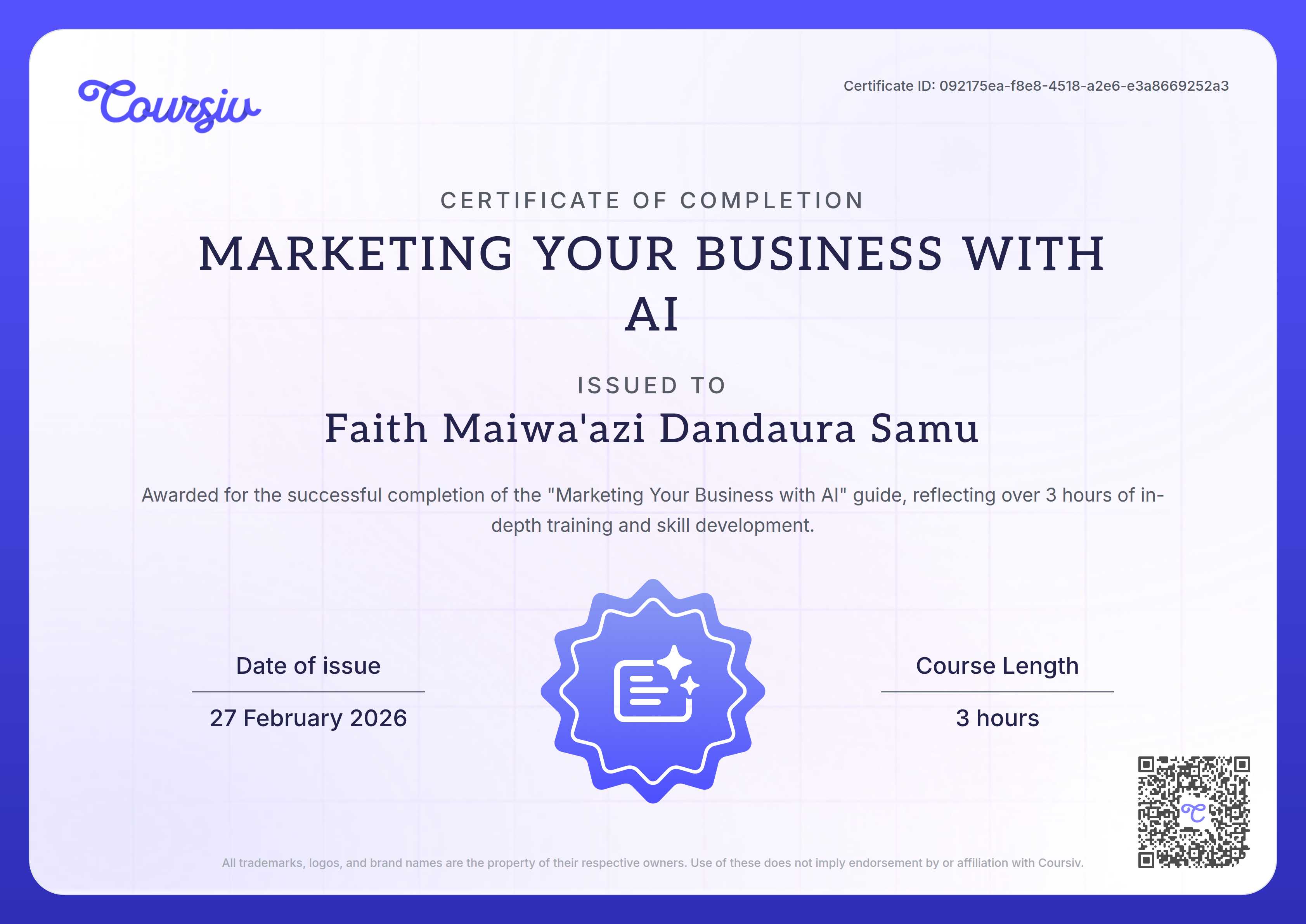 Certificate for Marketing Your Business with AI