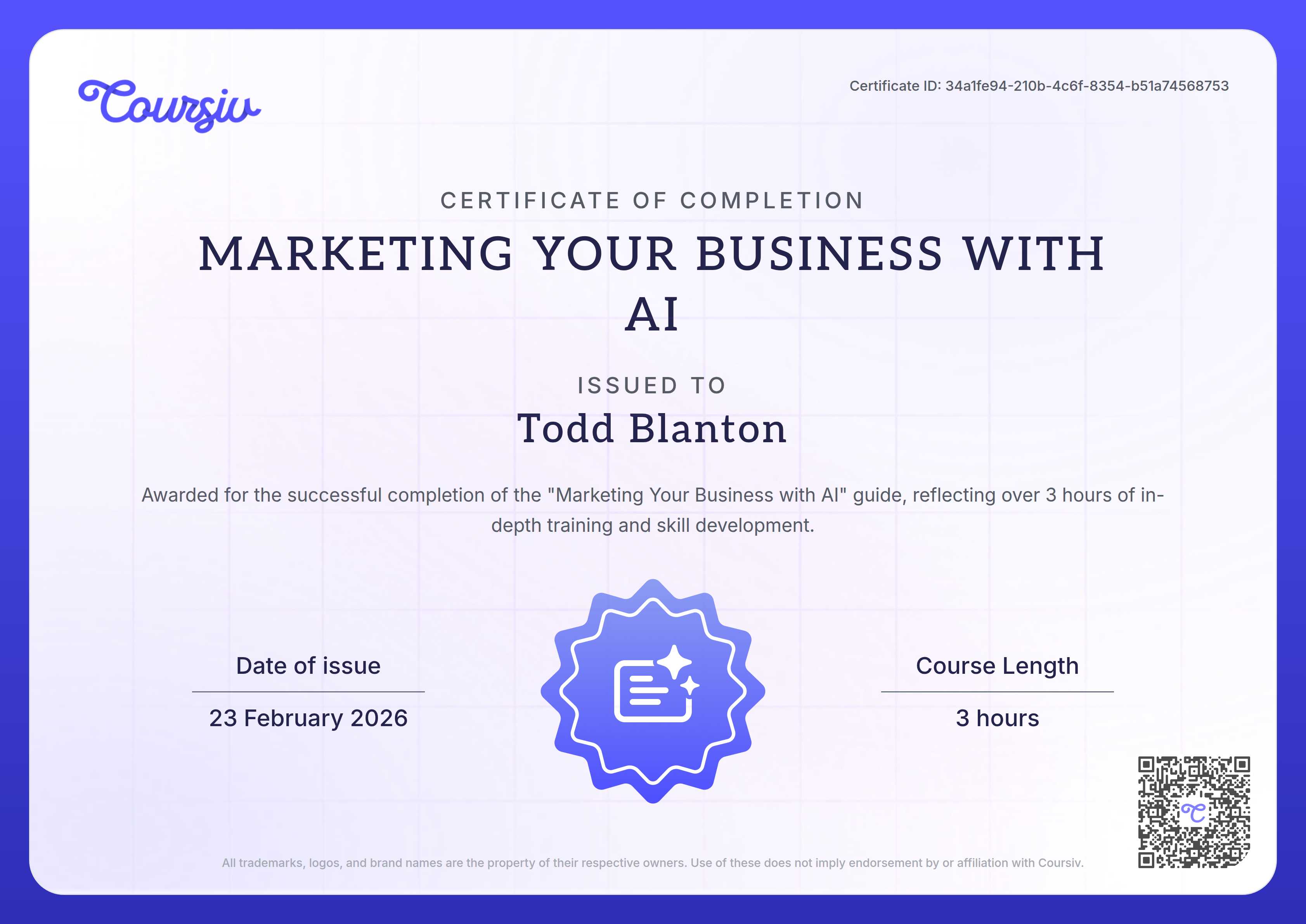 Certificate for Marketing Your Business with AI