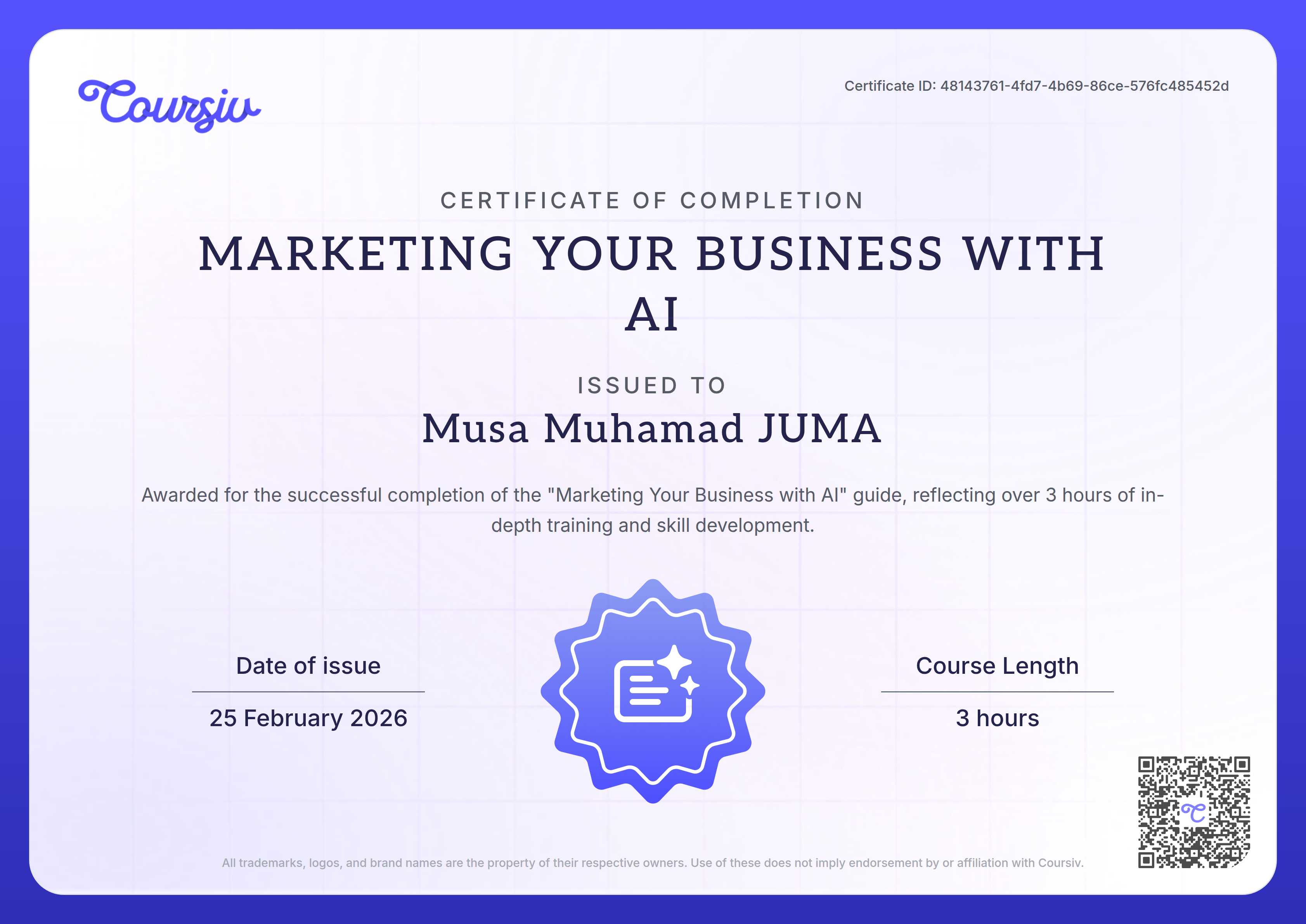 Certificate for Marketing Your Business with AI