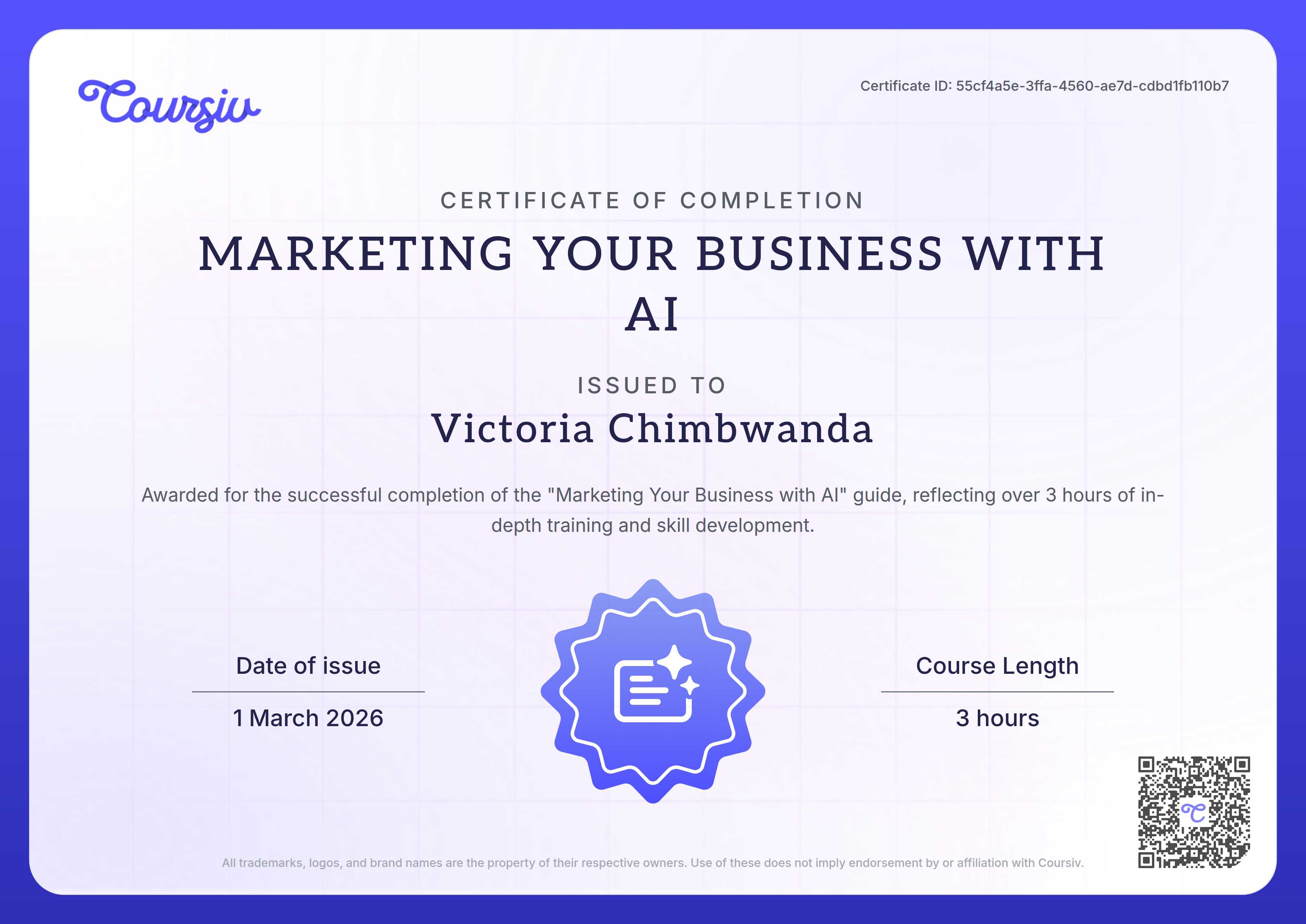 Certificate for Marketing Your Business with AI