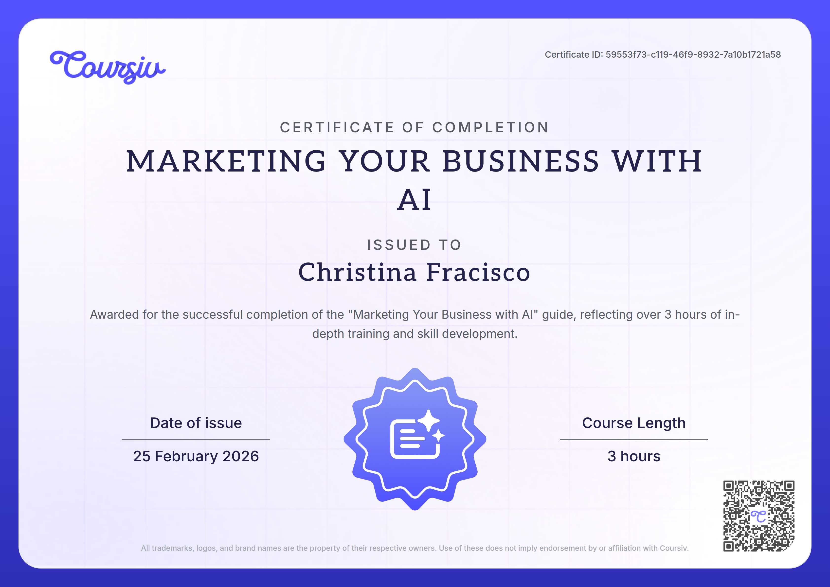 Certificate for Marketing Your Business with AI