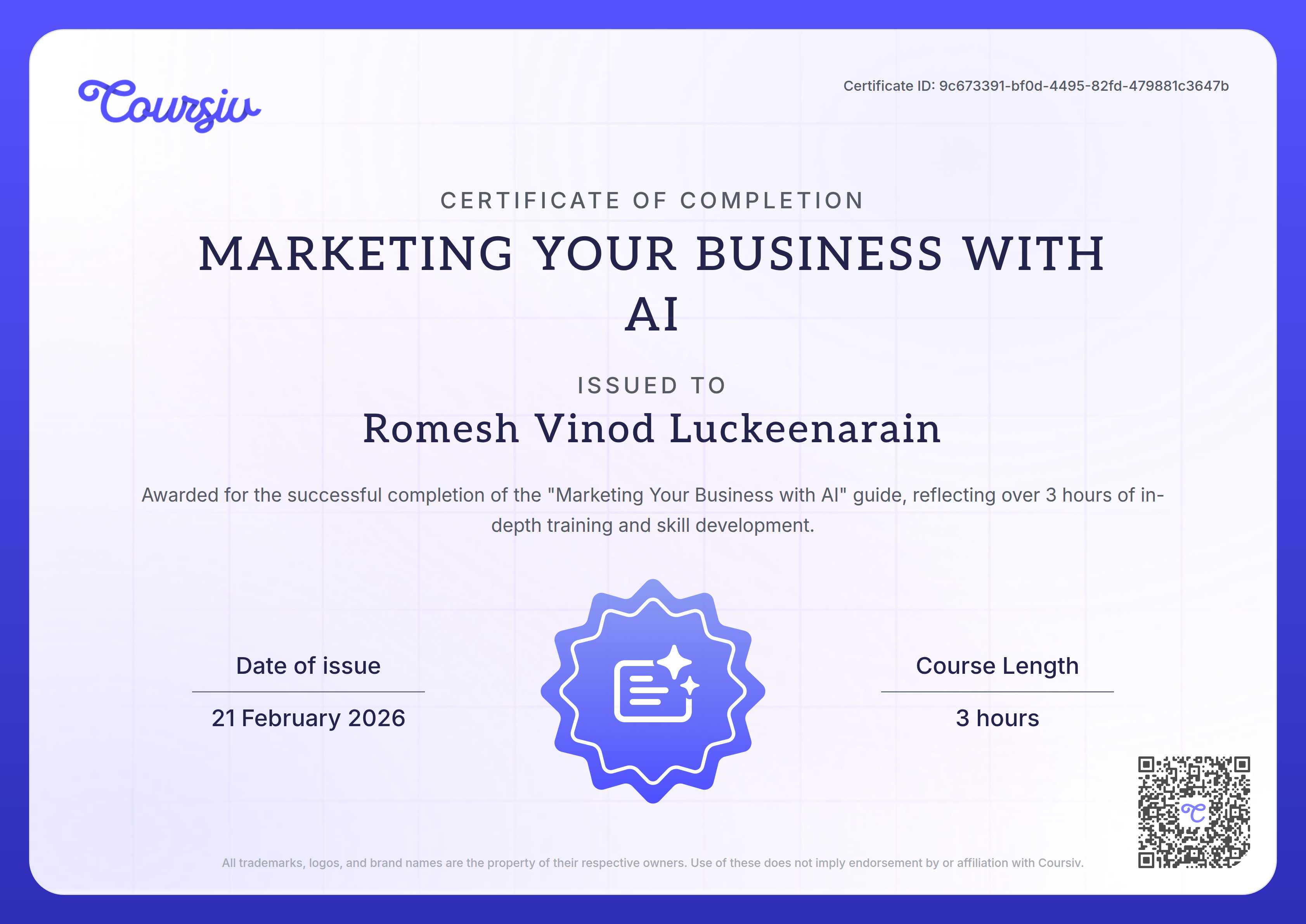 Certificate for Marketing Your Business with AI