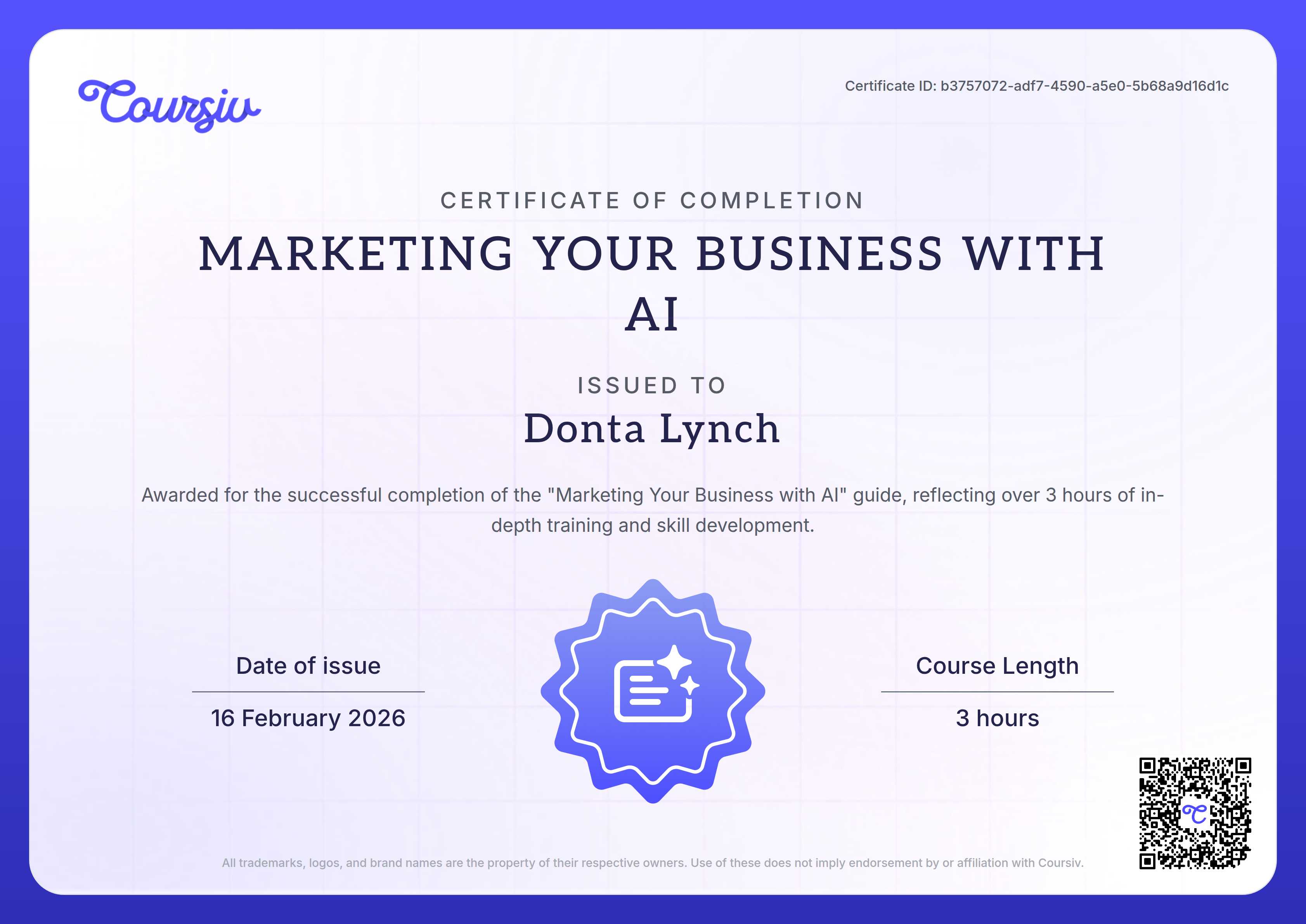 Certificate for Marketing Your Business with AI