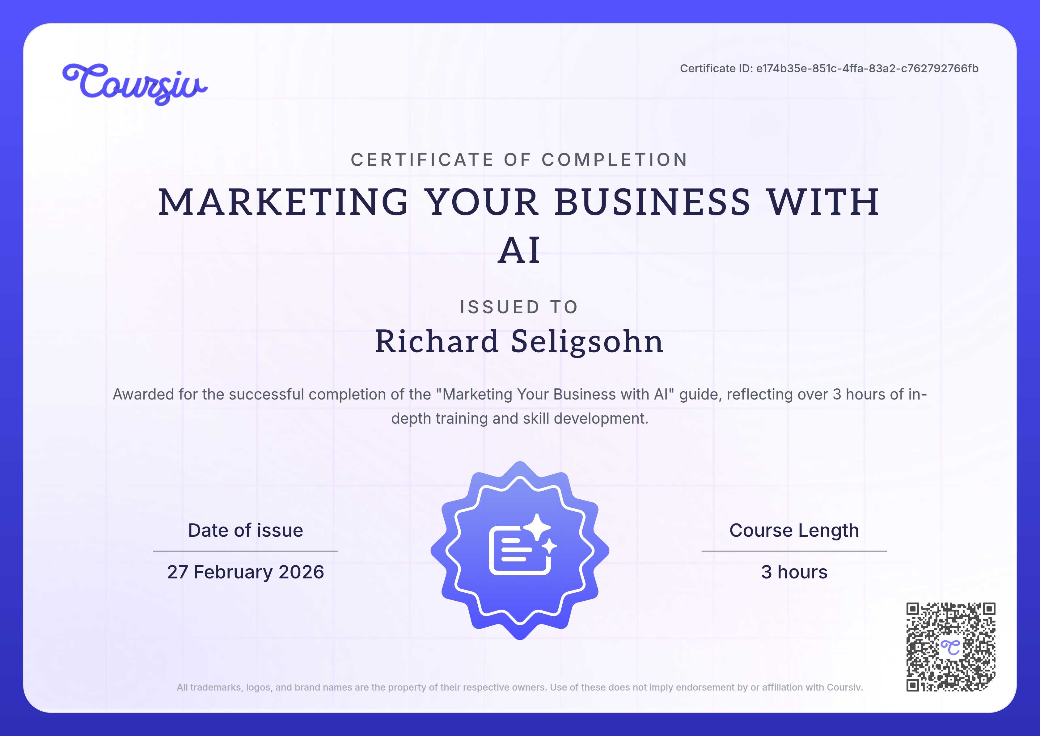 Certificate for Marketing Your Business with AI