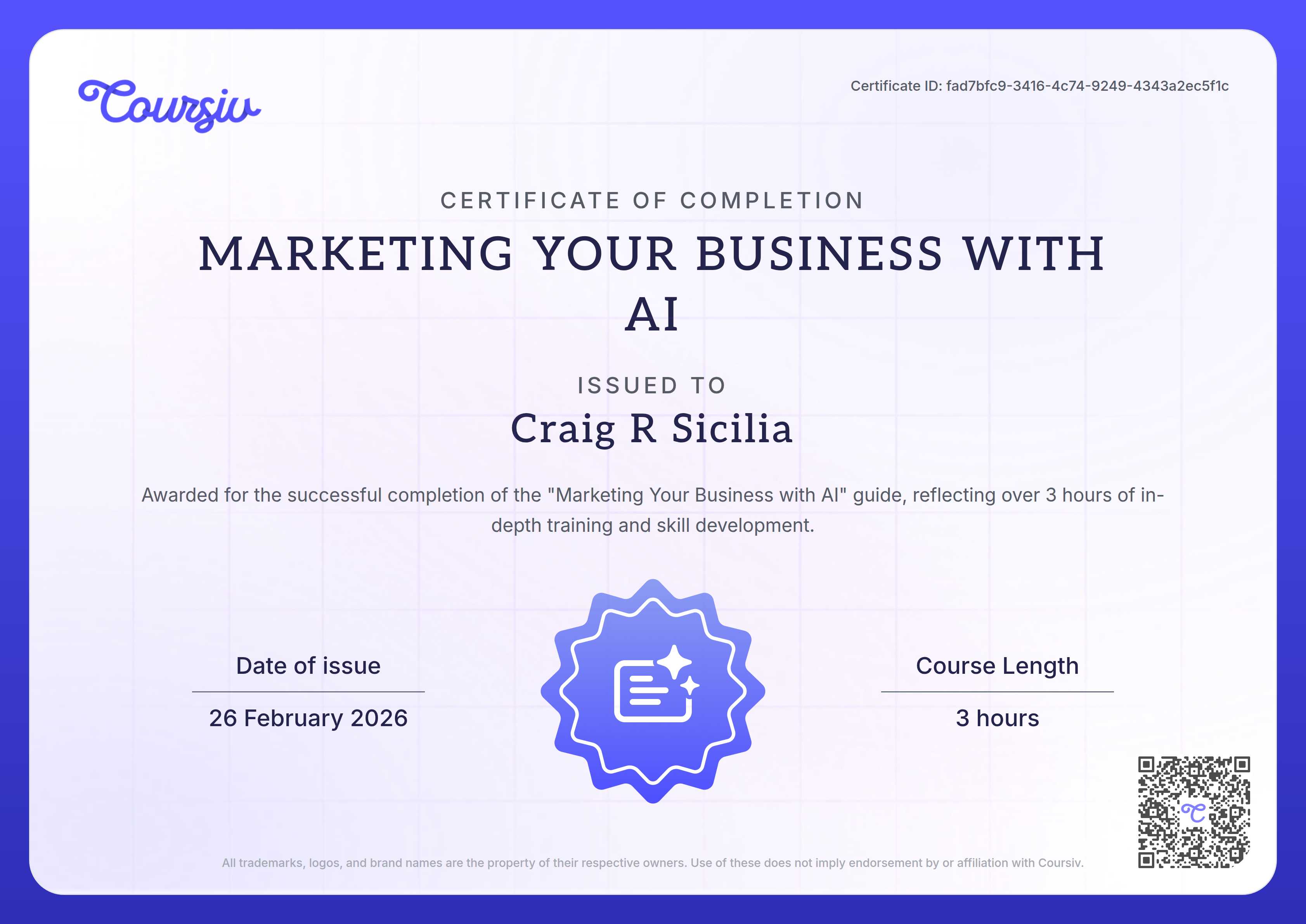 Certificate for Marketing Your Business with AI