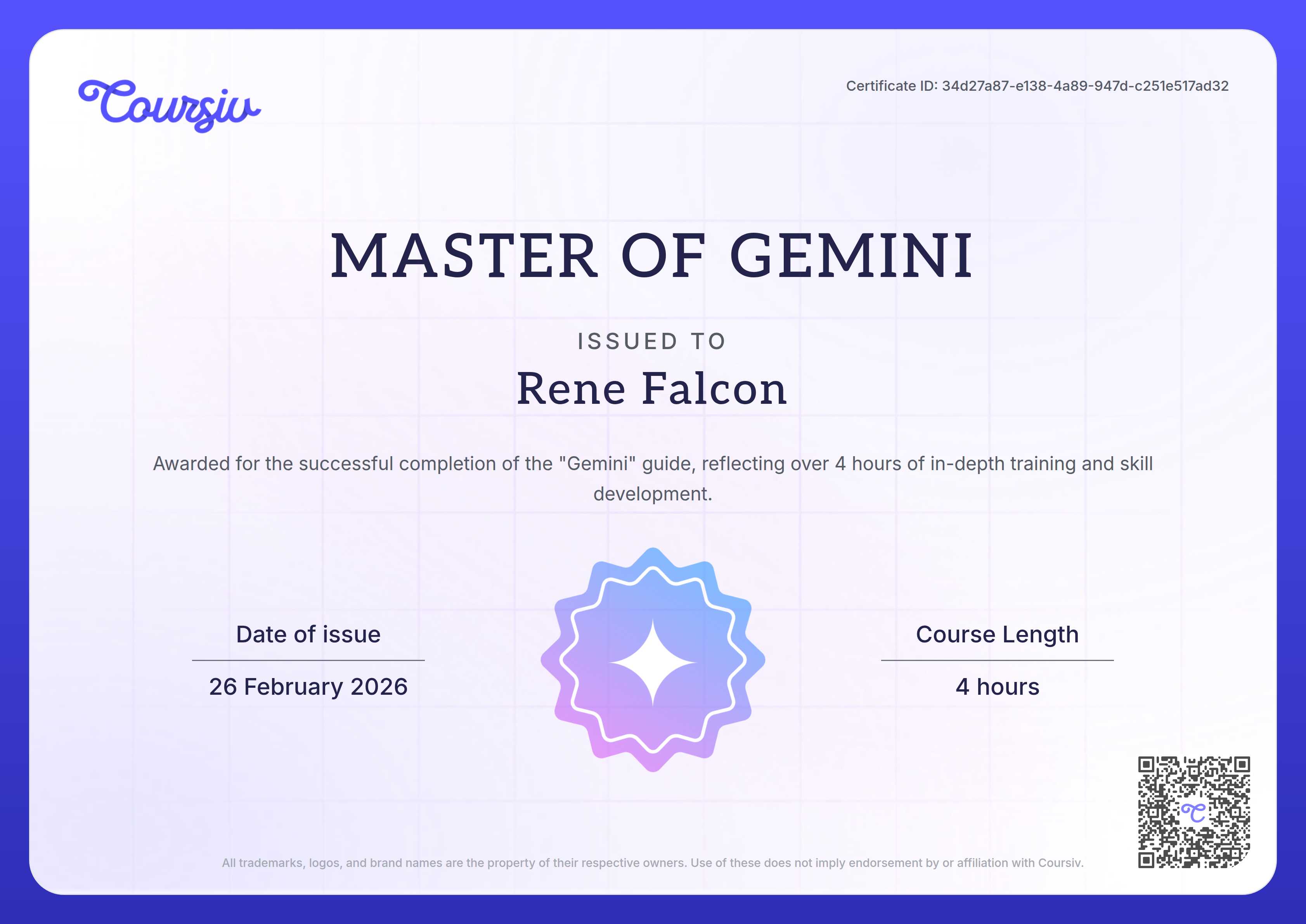 Certificate for Gemini