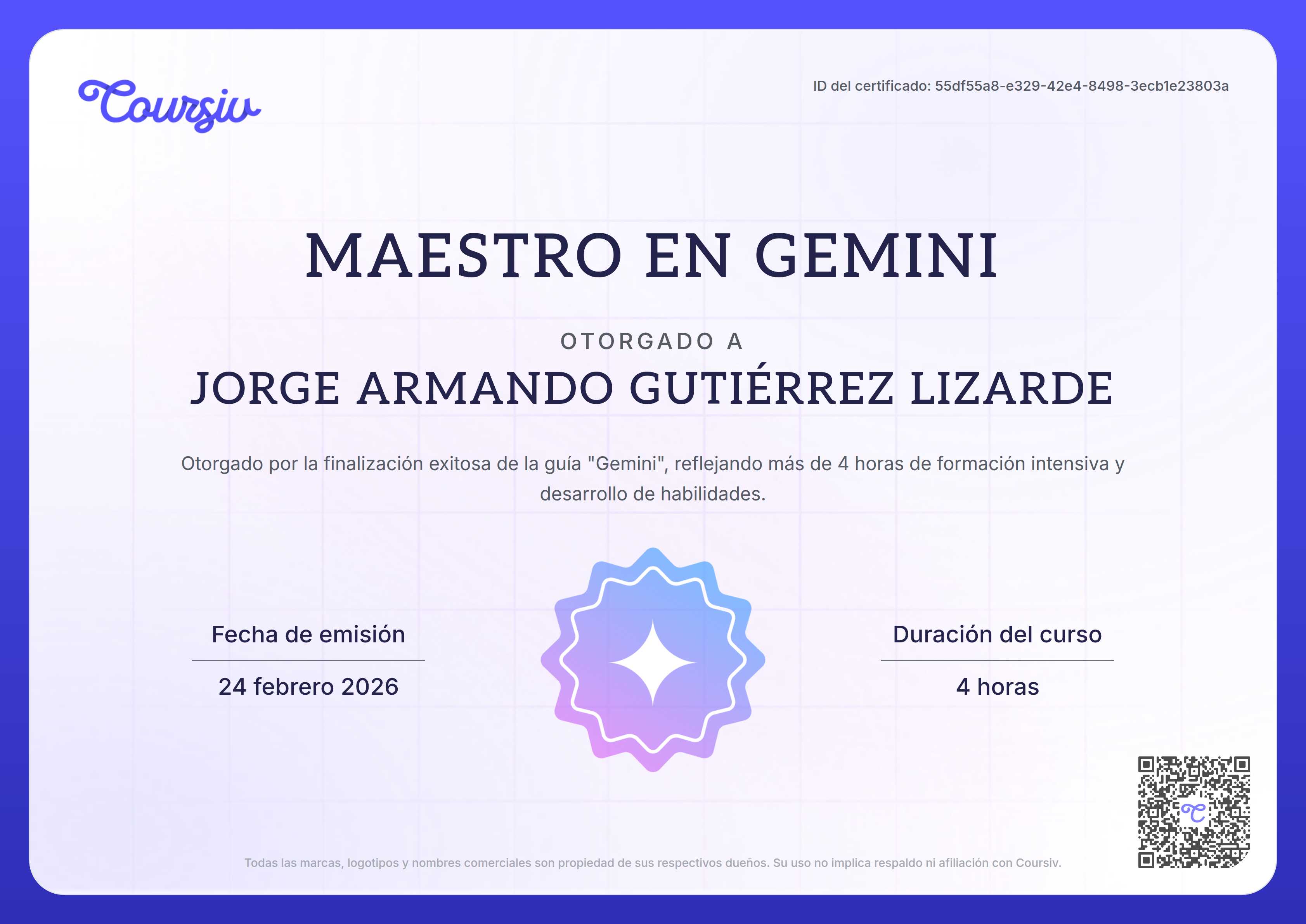 Certificate for Gemini