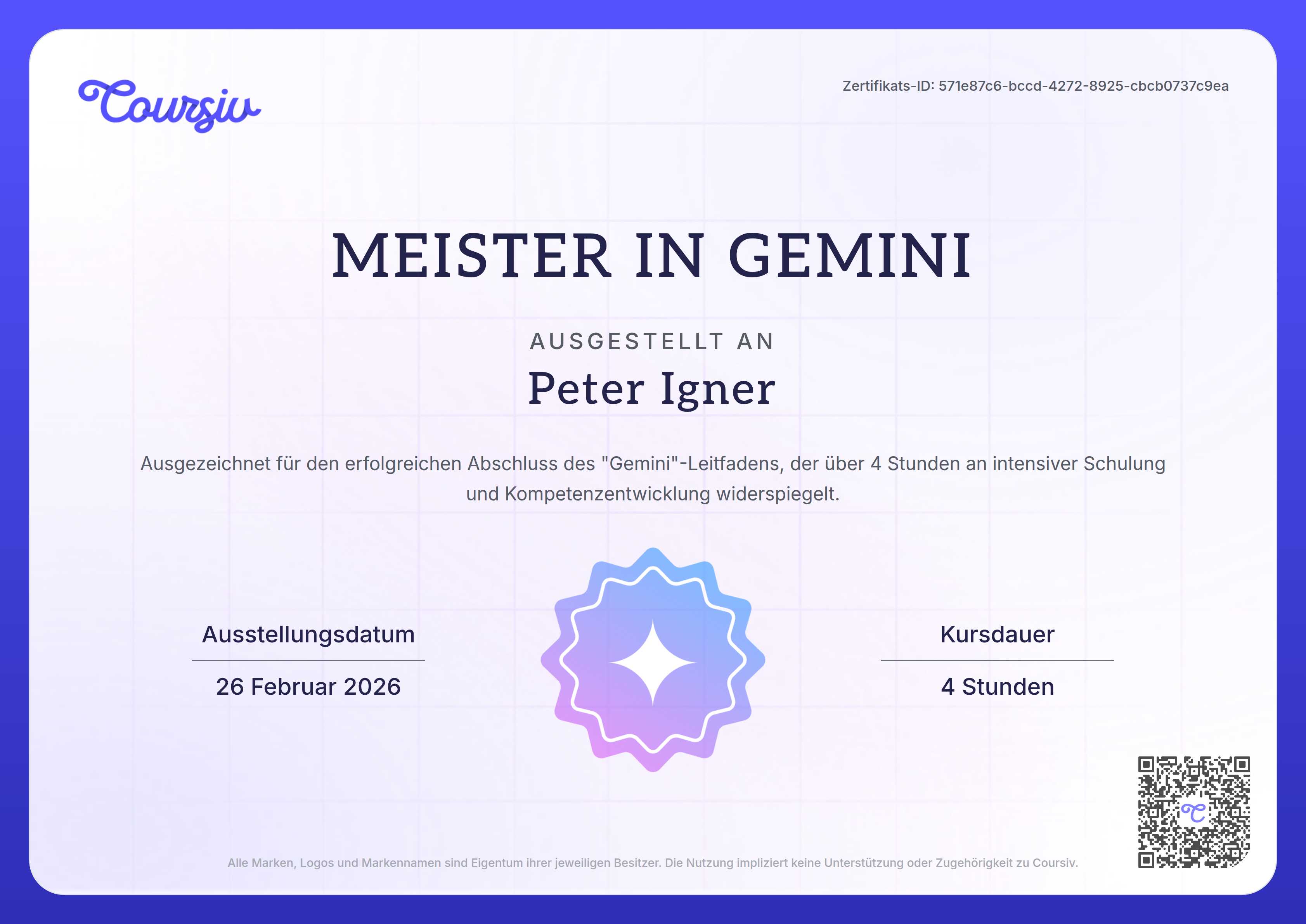 Certificate for Gemini