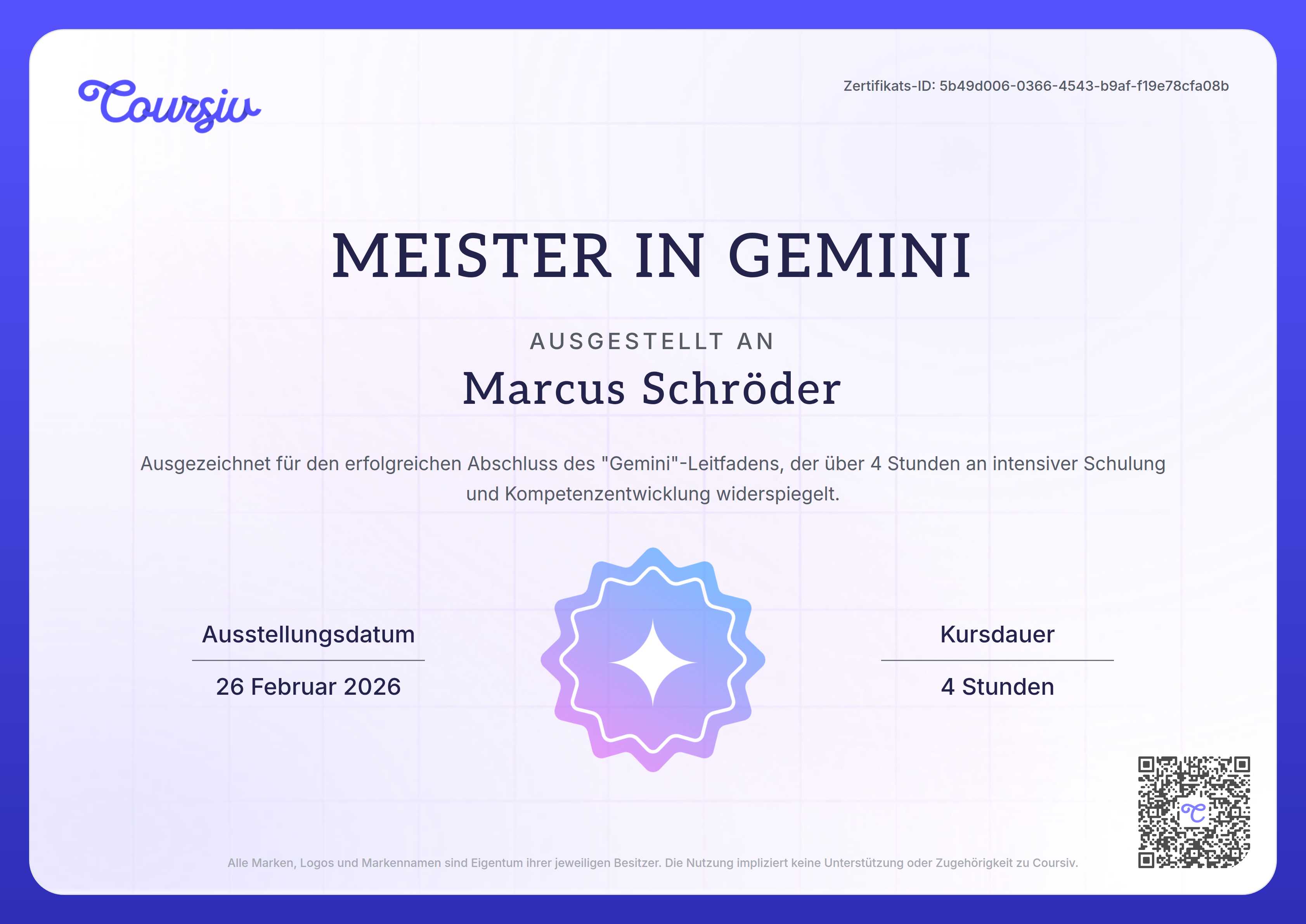 Certificate for Gemini