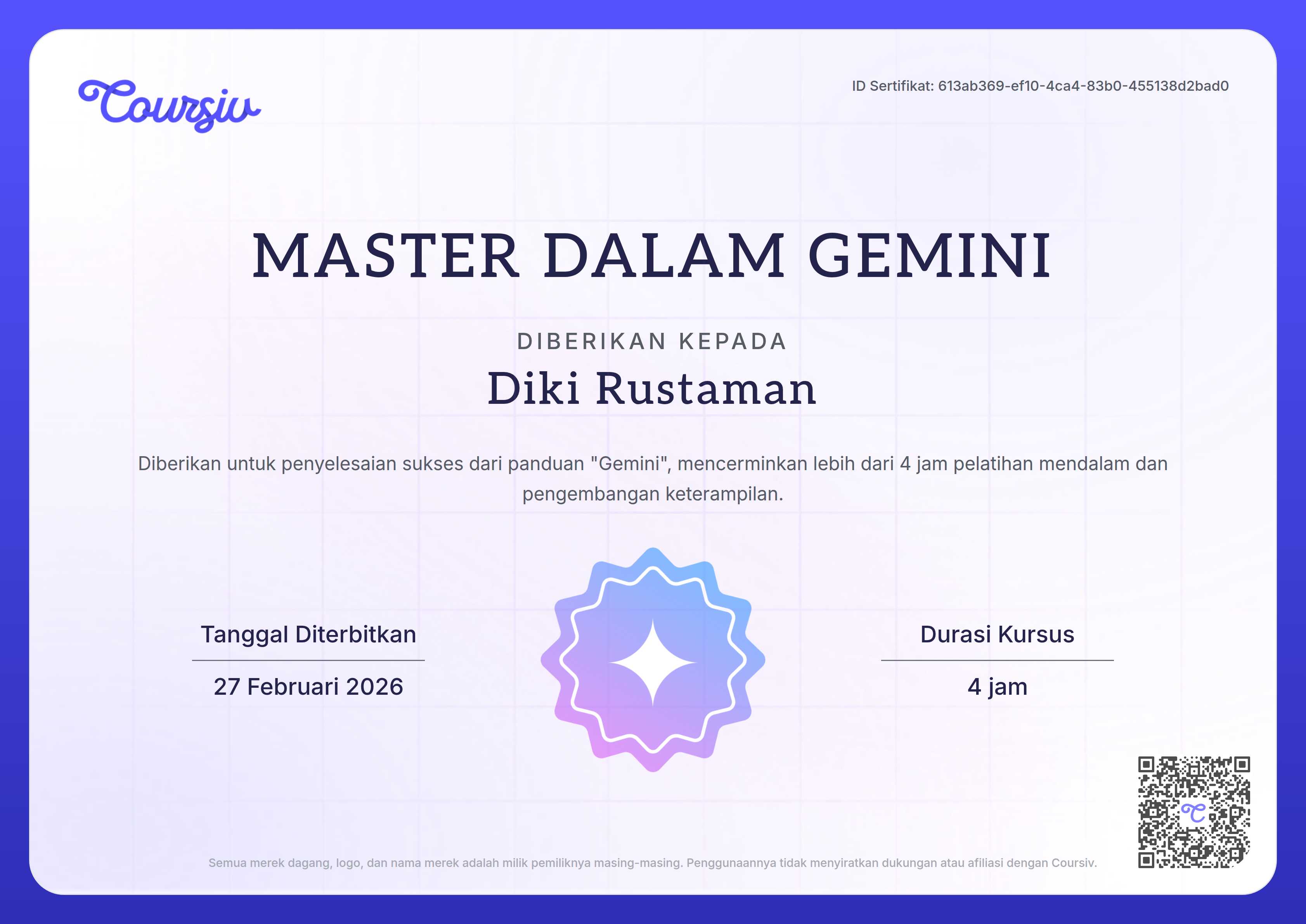 Certificate for Gemini