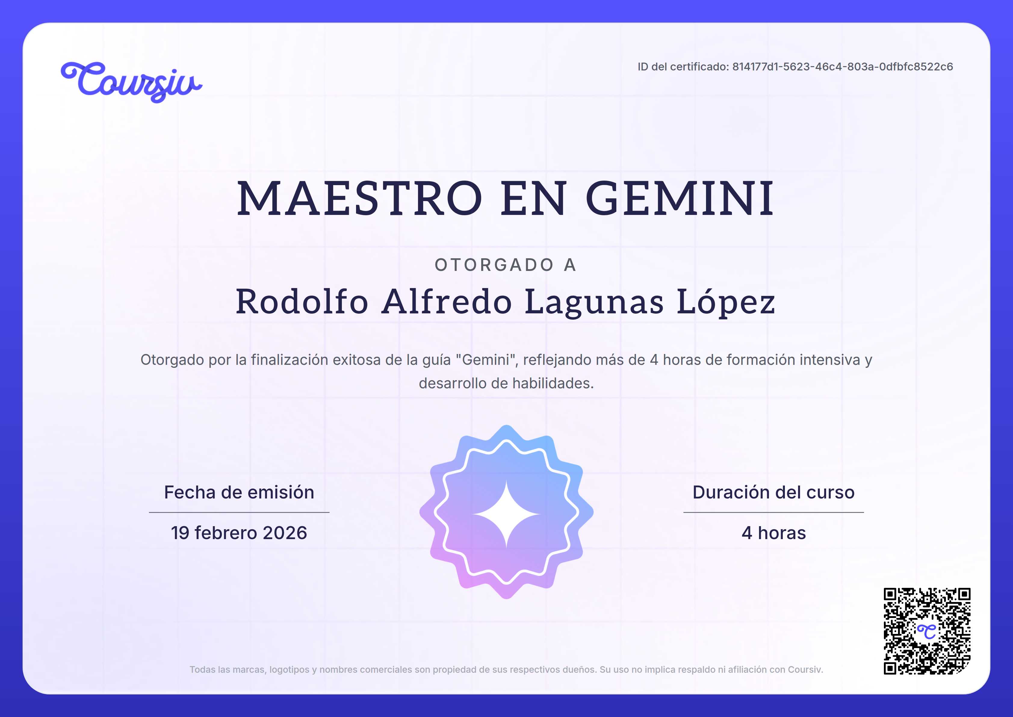 Certificate for Gemini