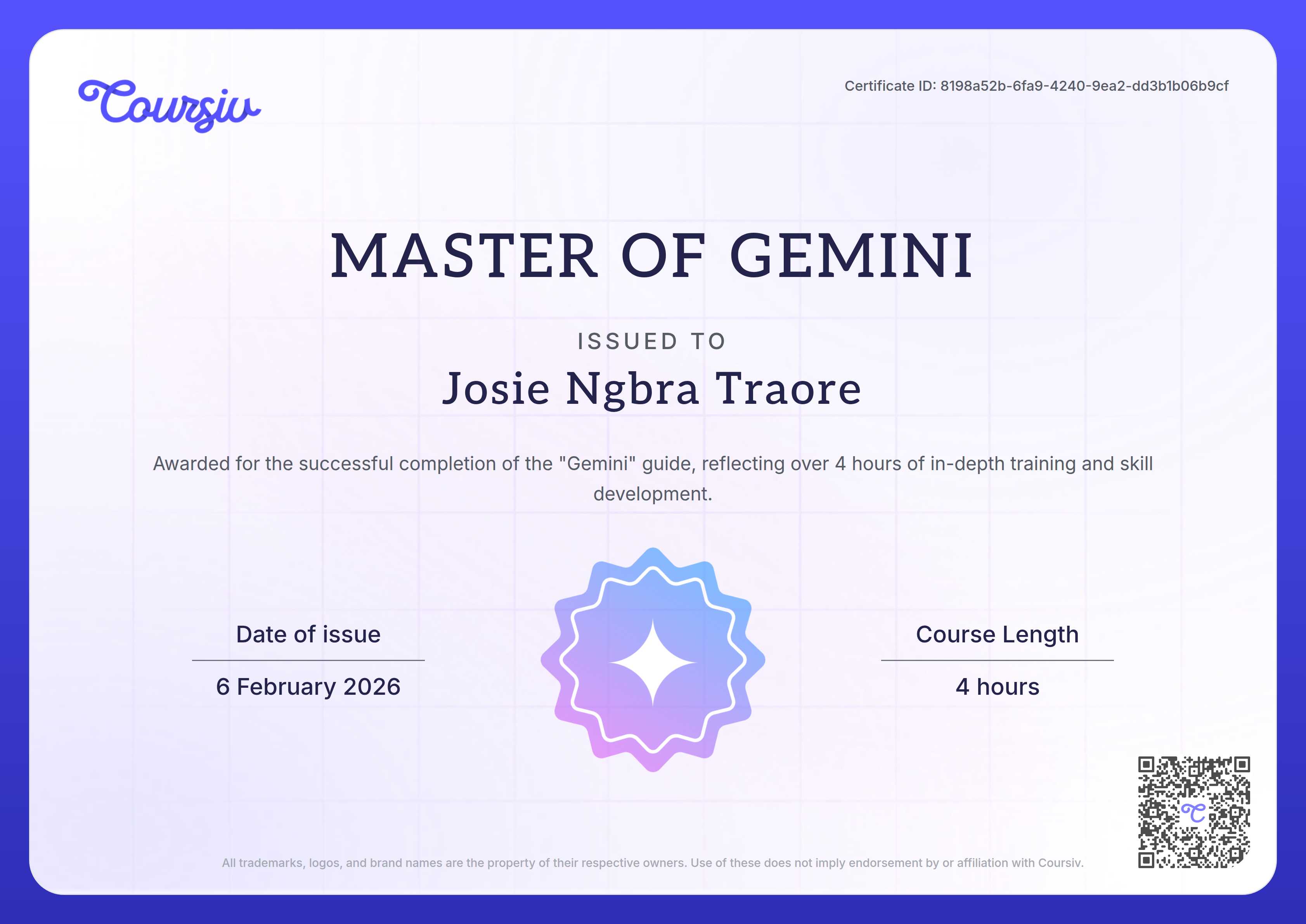 Certificate for Gemini