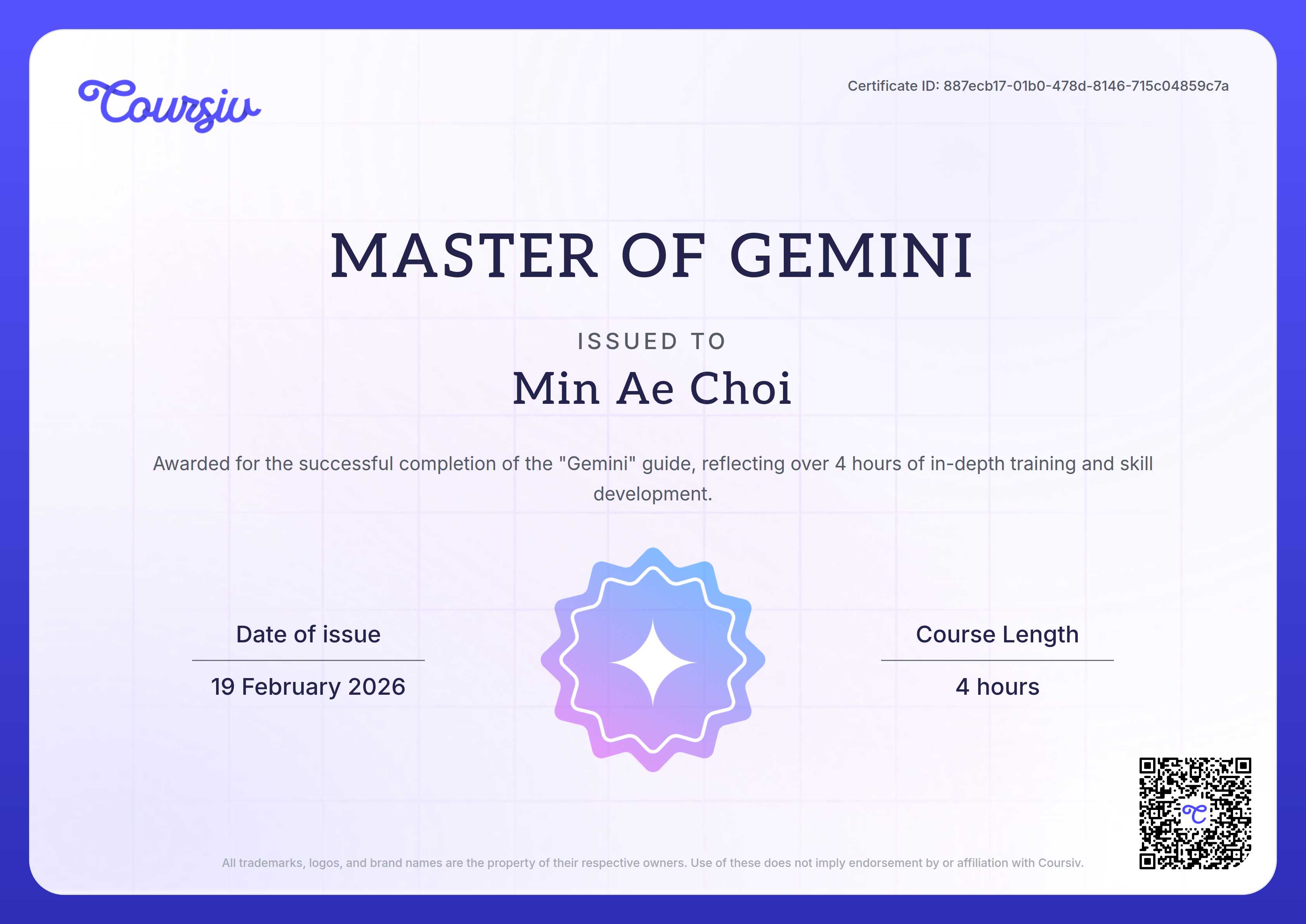 Certificate for Gemini