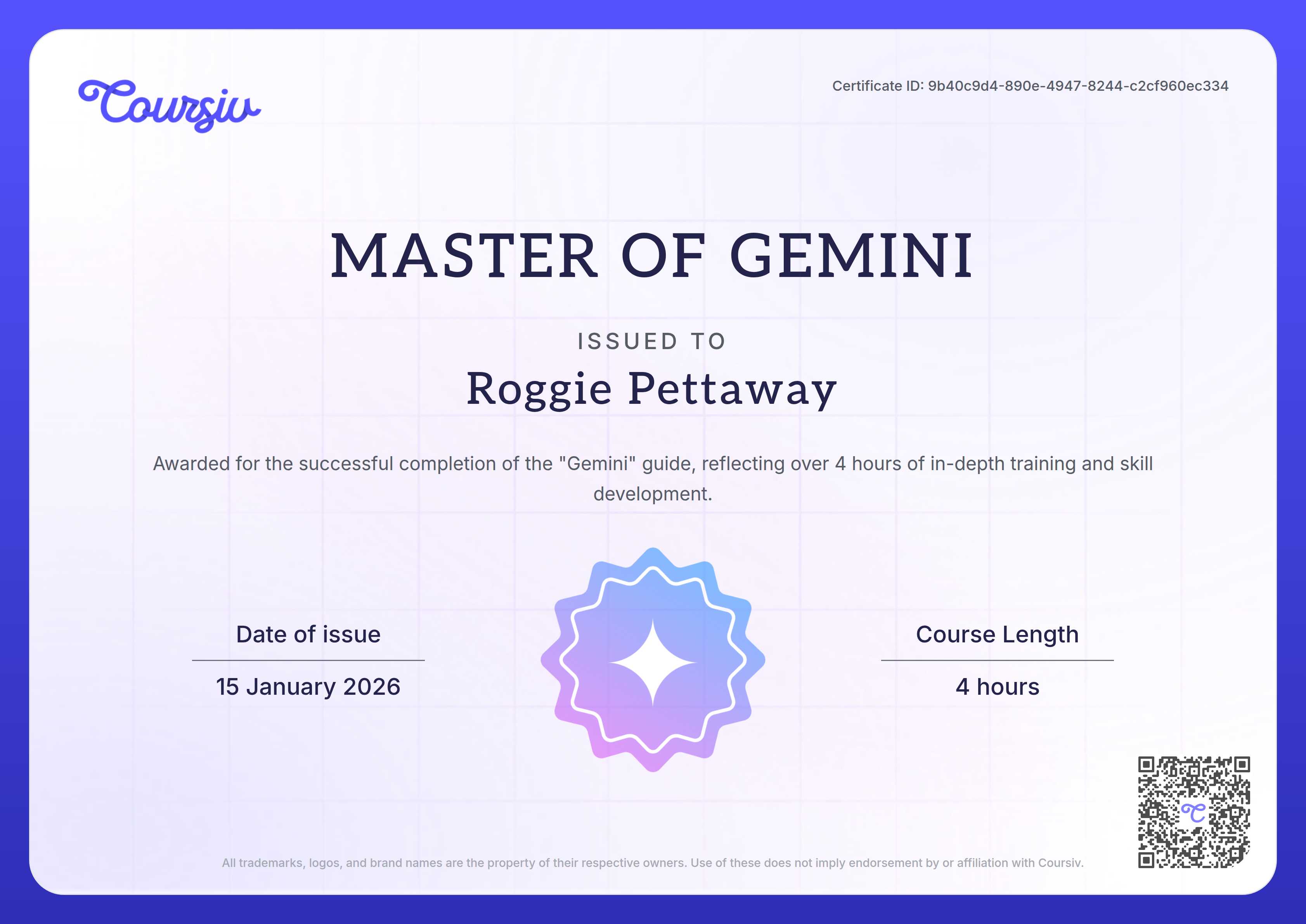Certificate for Gemini