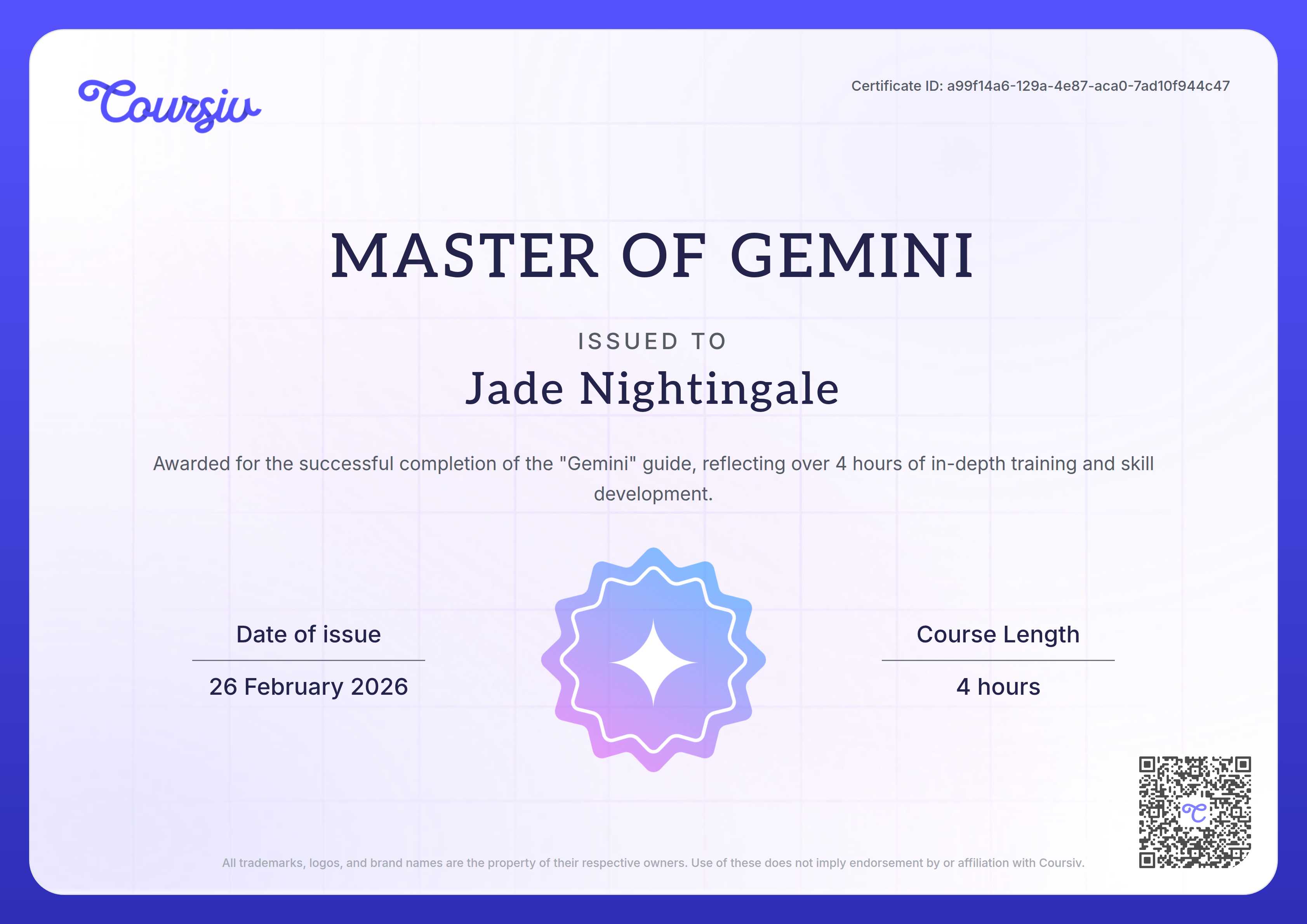 Certificate for Gemini