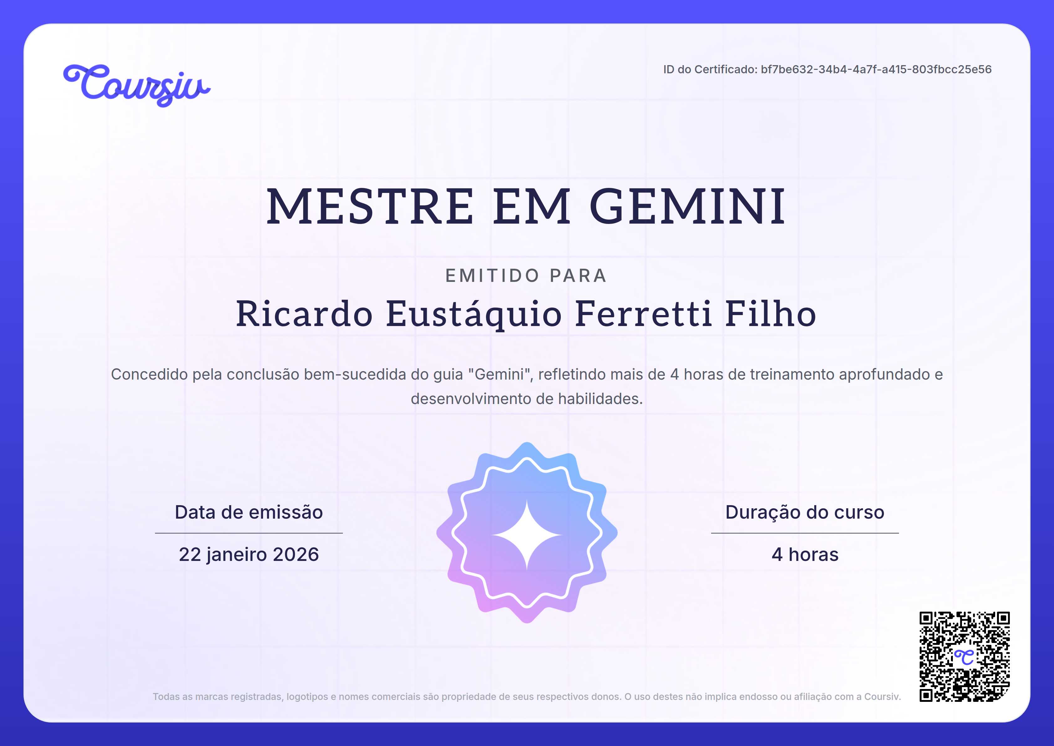 Certificate for Gemini