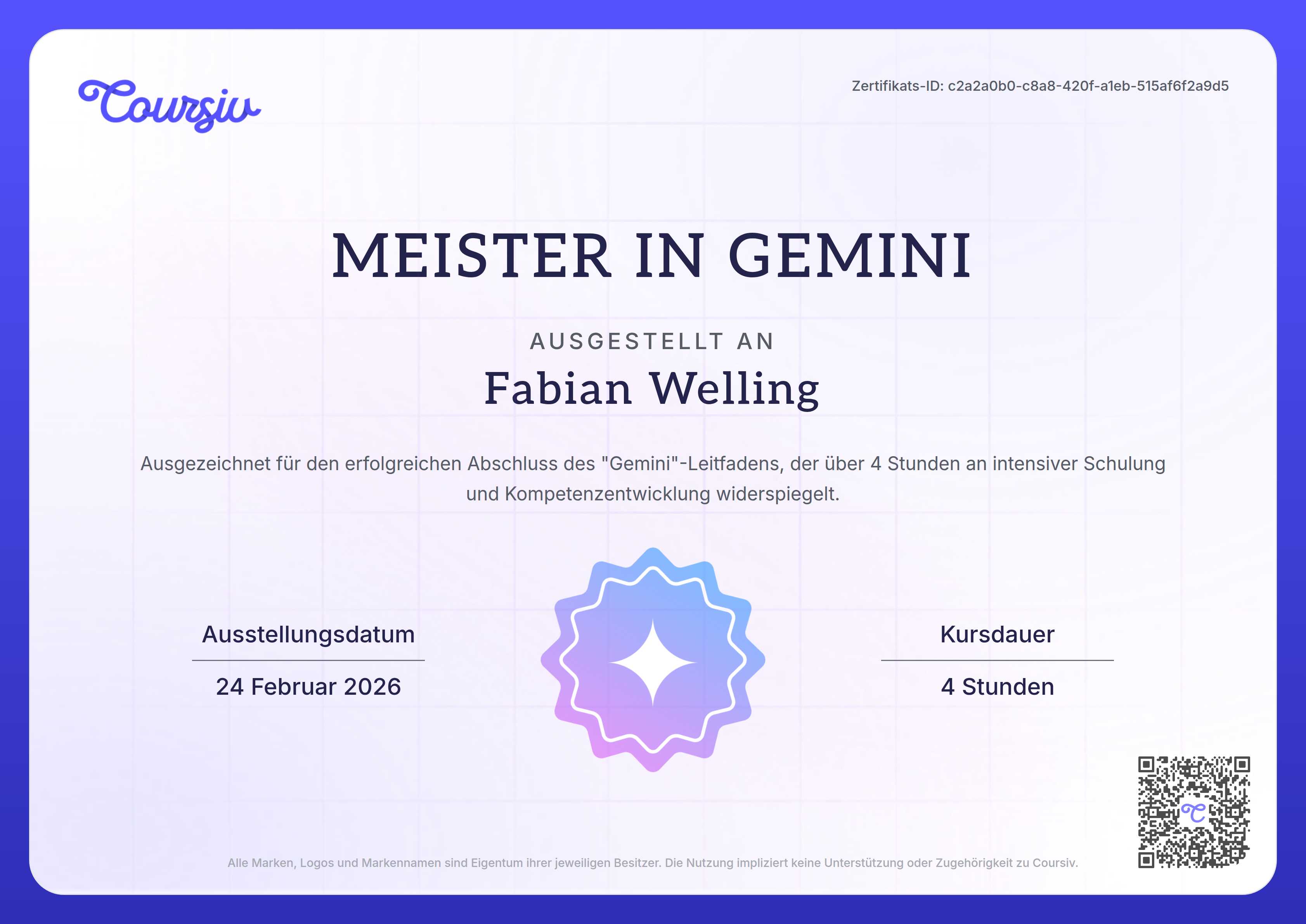 Certificate for Gemini
