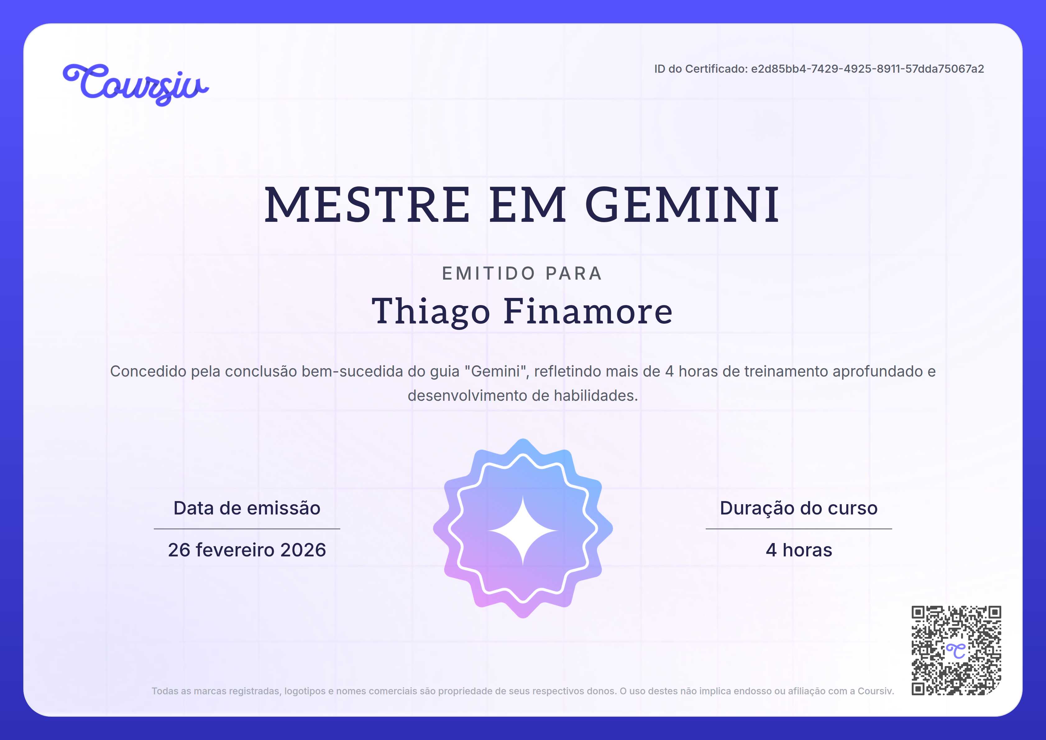 Certificate for Gemini