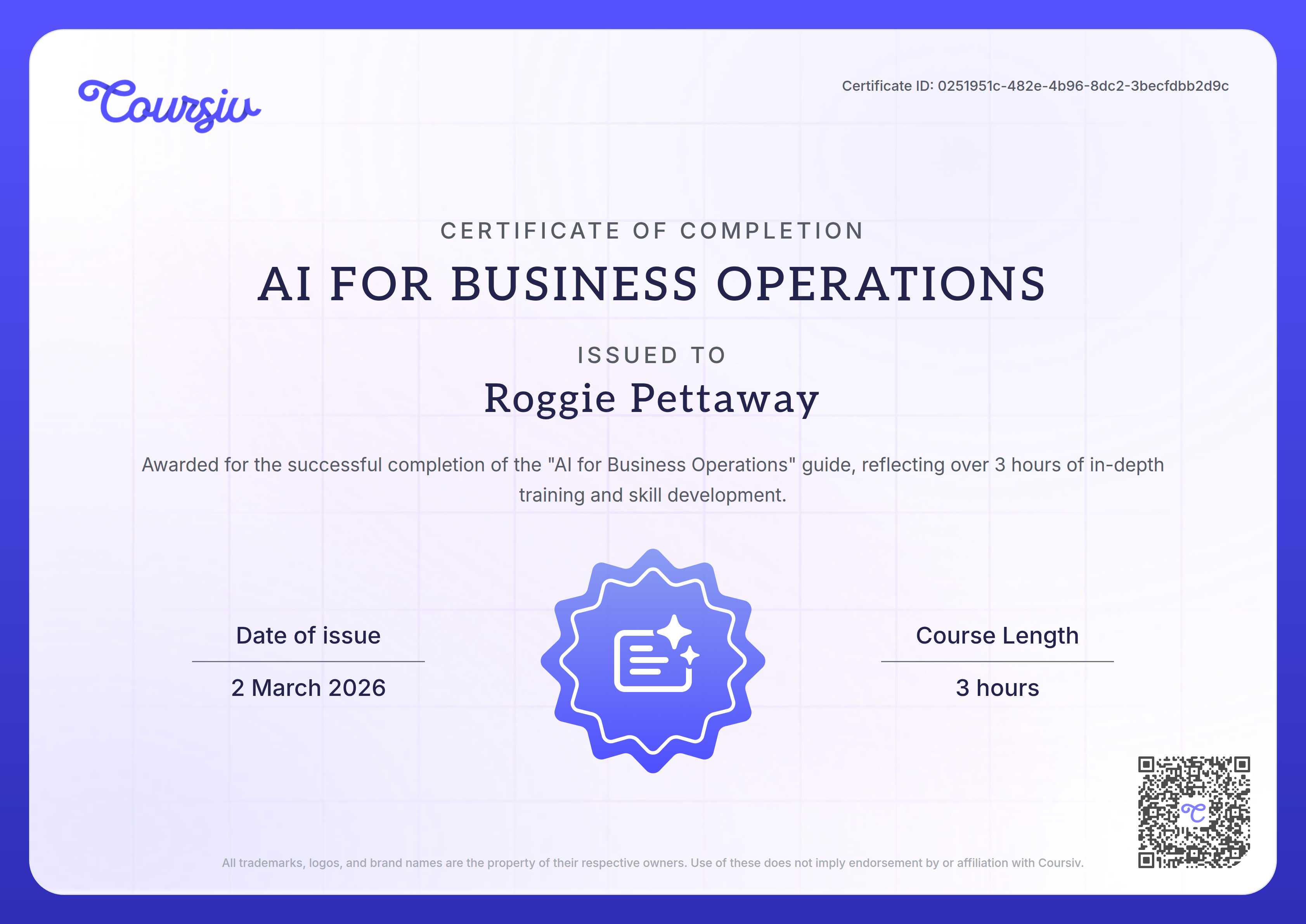 Certificate for AI for Business Operations