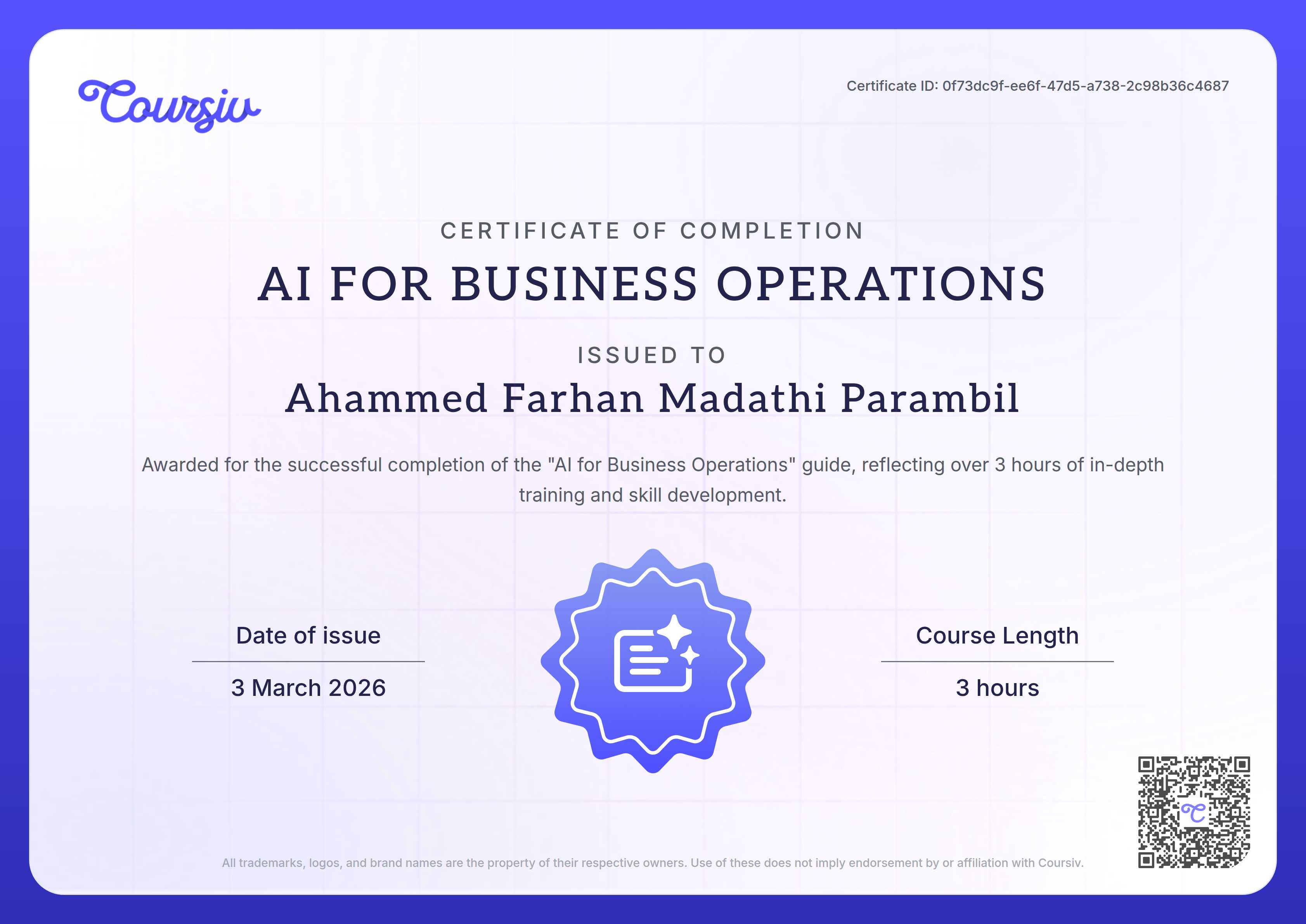 Certificate for AI for Business Operations