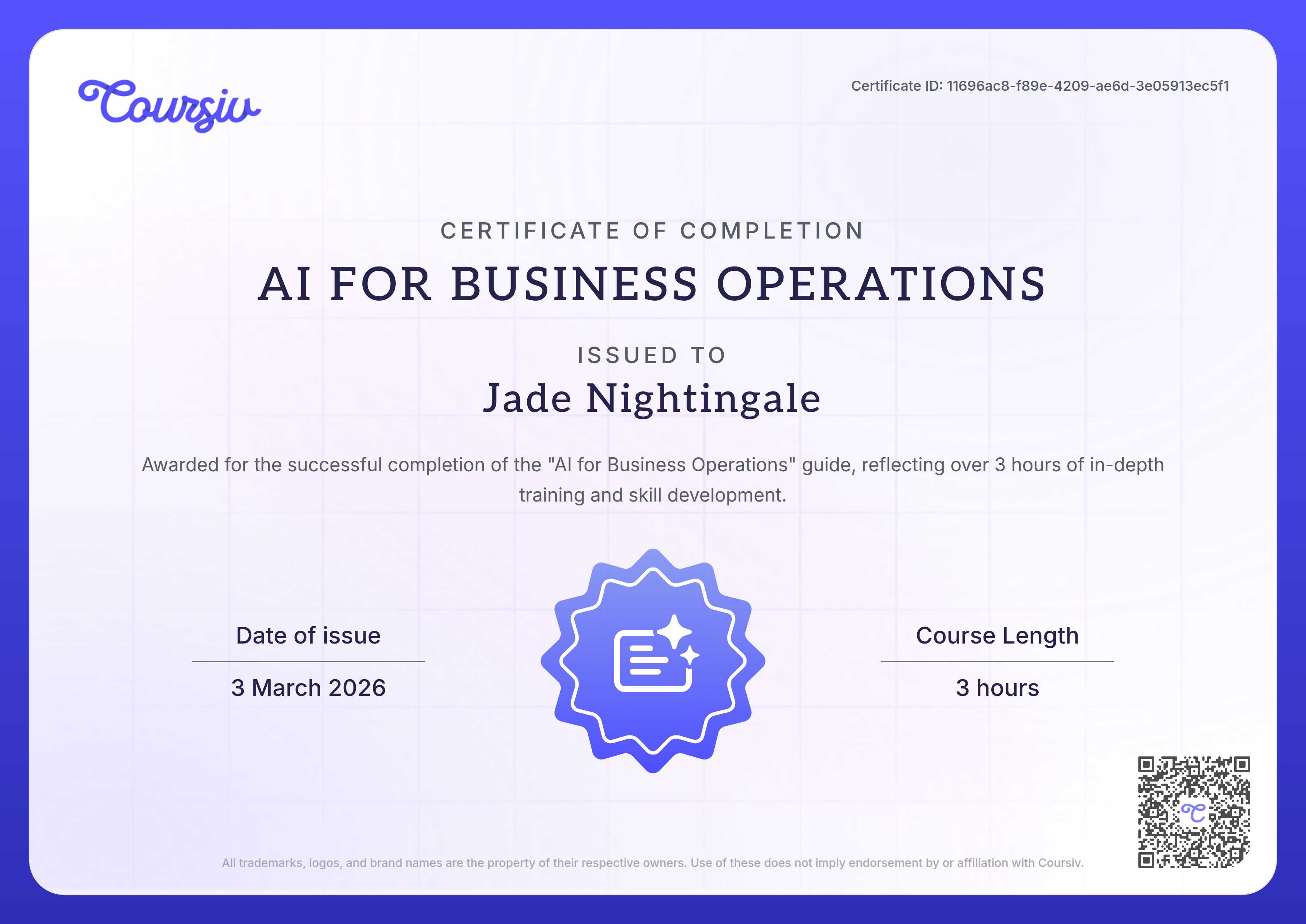 Certificate for AI for Business Operations