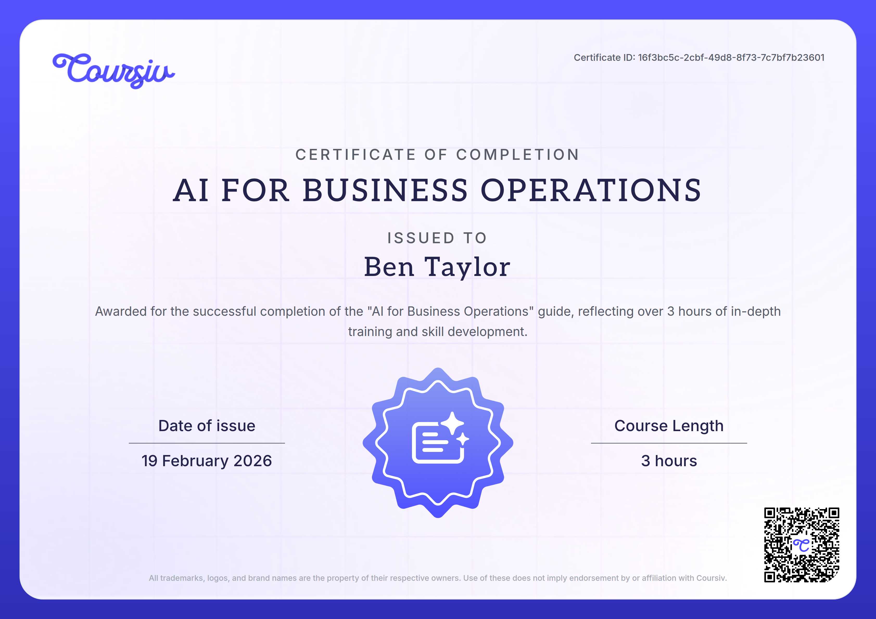 Certificate for AI for Business Operations