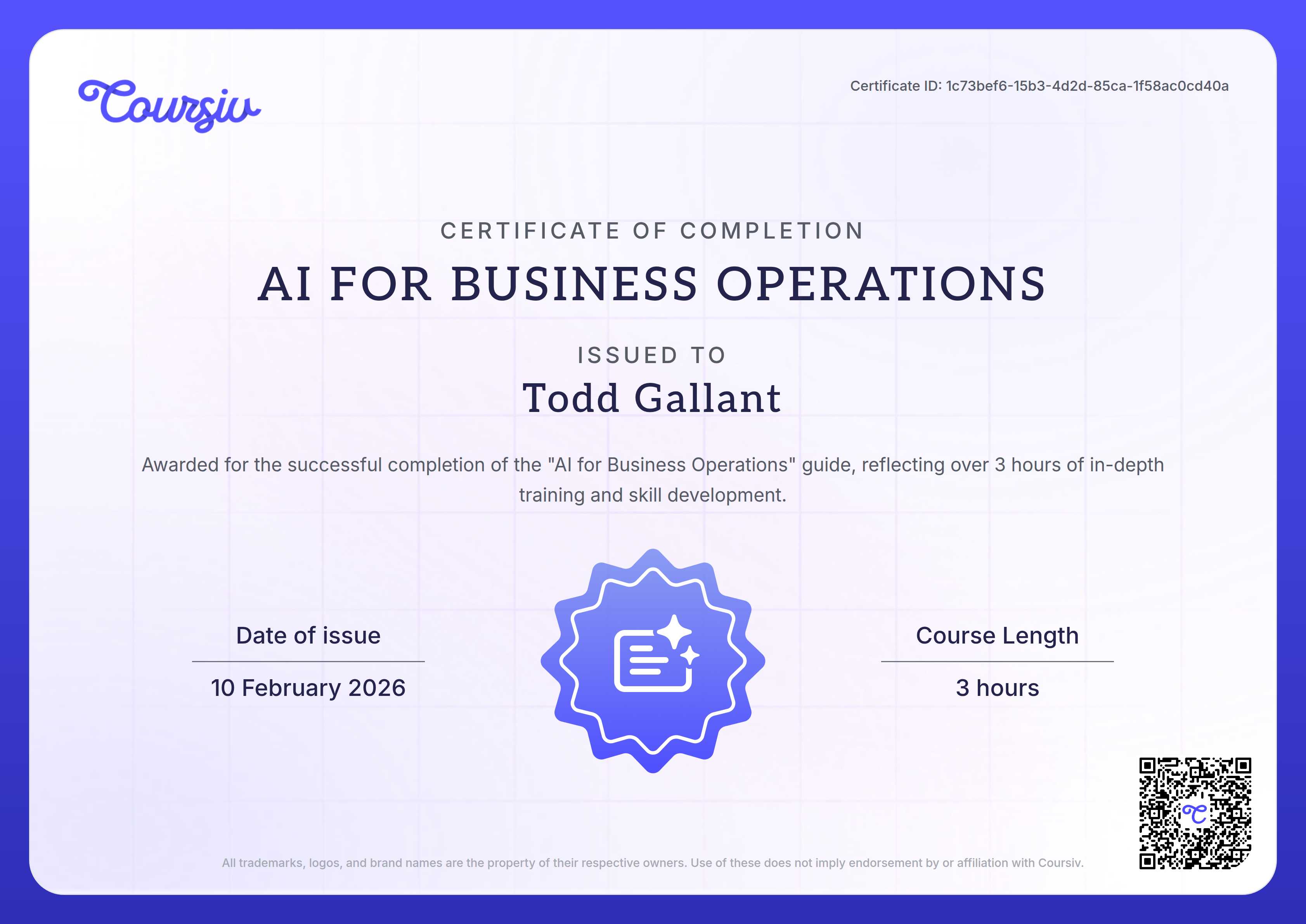 Certificate for AI for Business Operations