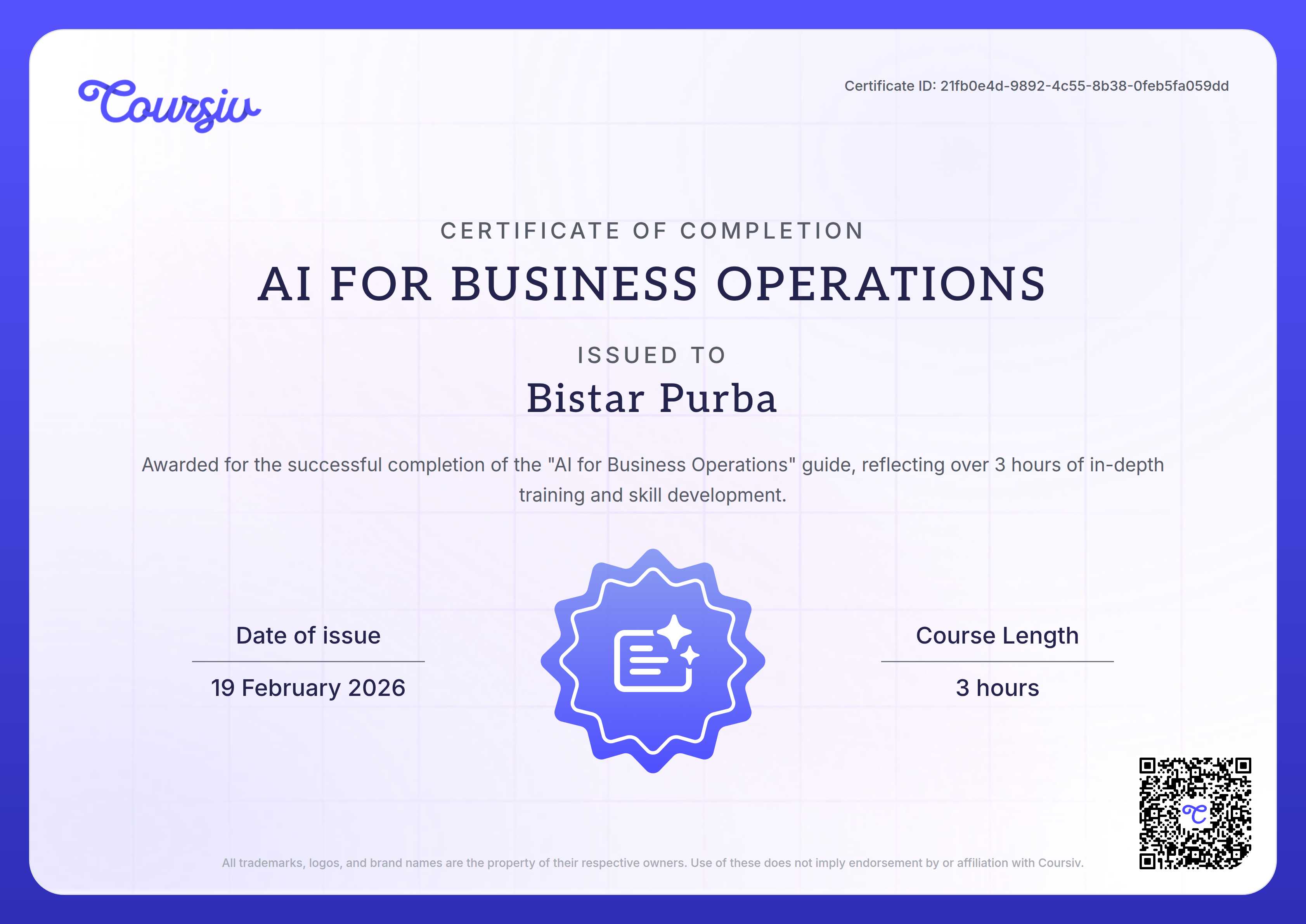 Certificate for AI for Business Operations
