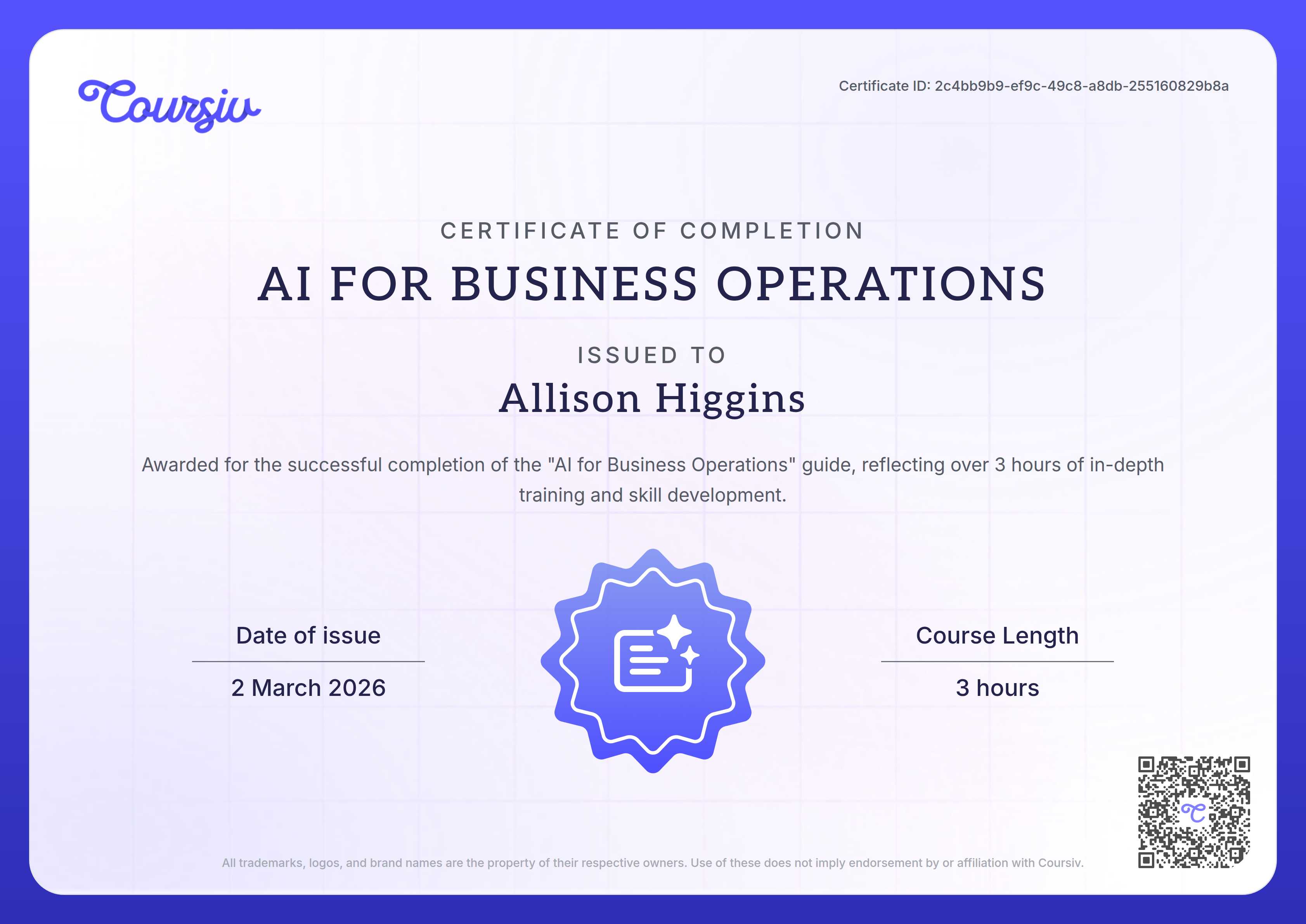 Certificate for AI for Business Operations