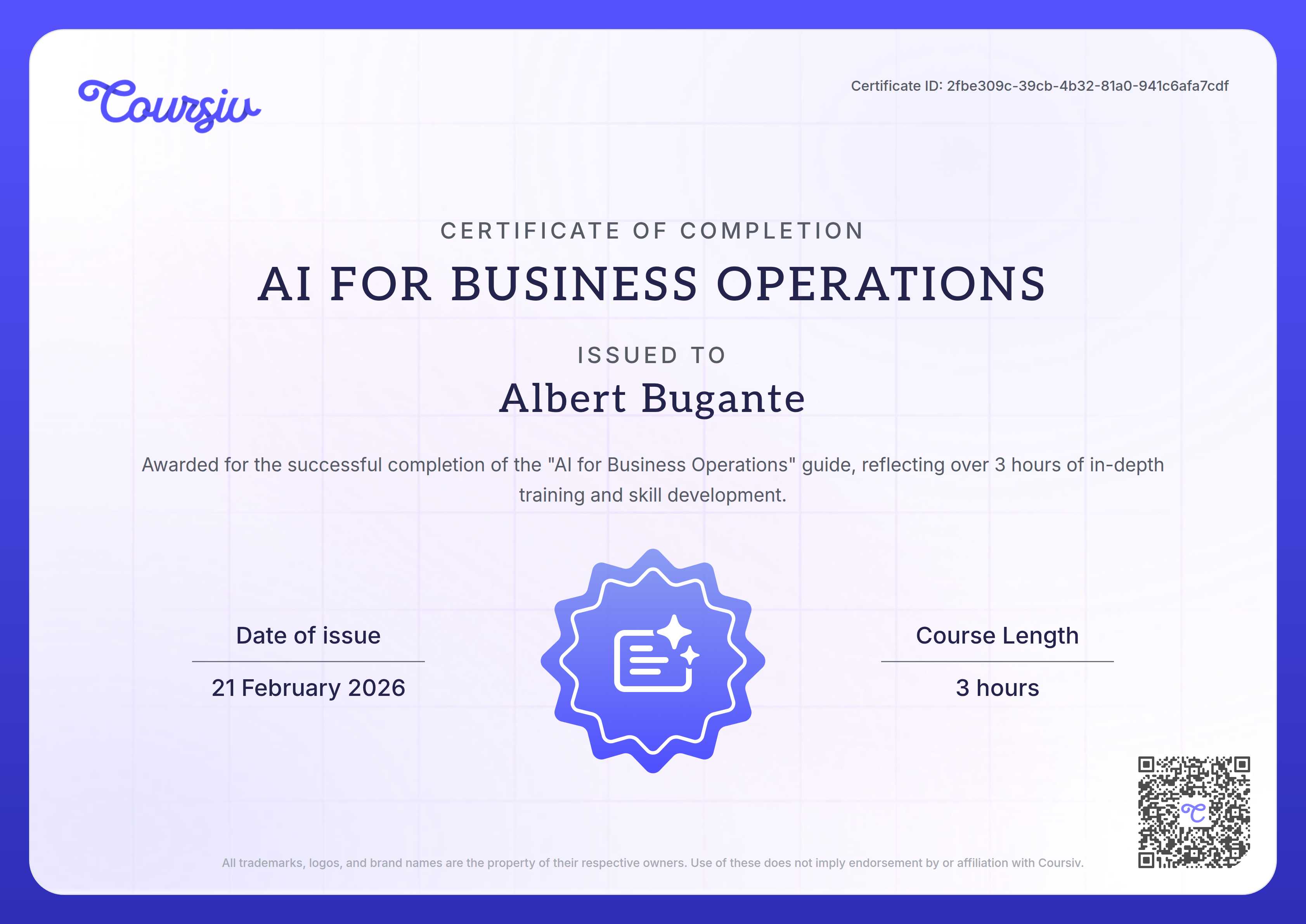 Certificate for AI for Business Operations