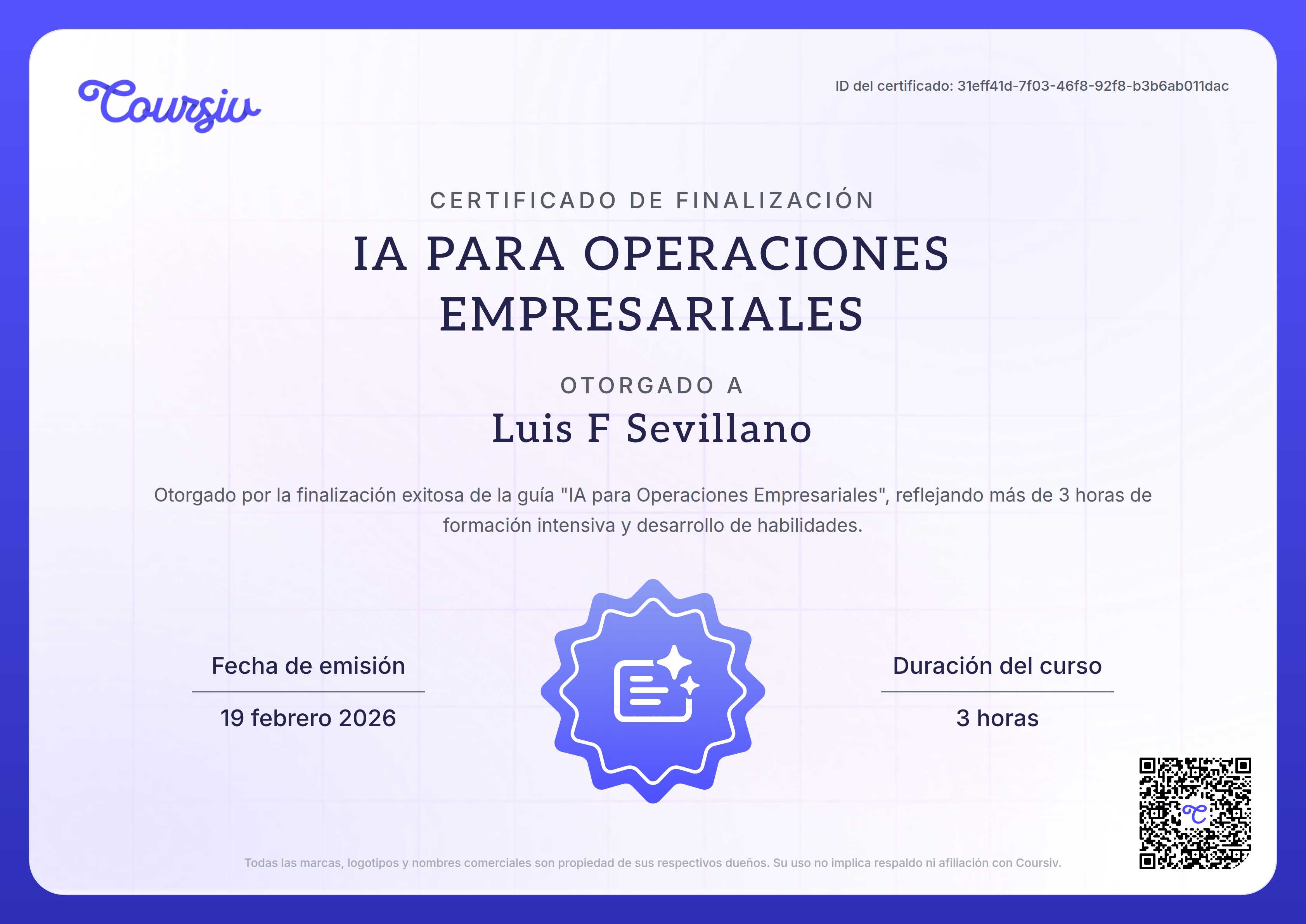 Certificate for IA para Operaciones Empresariales