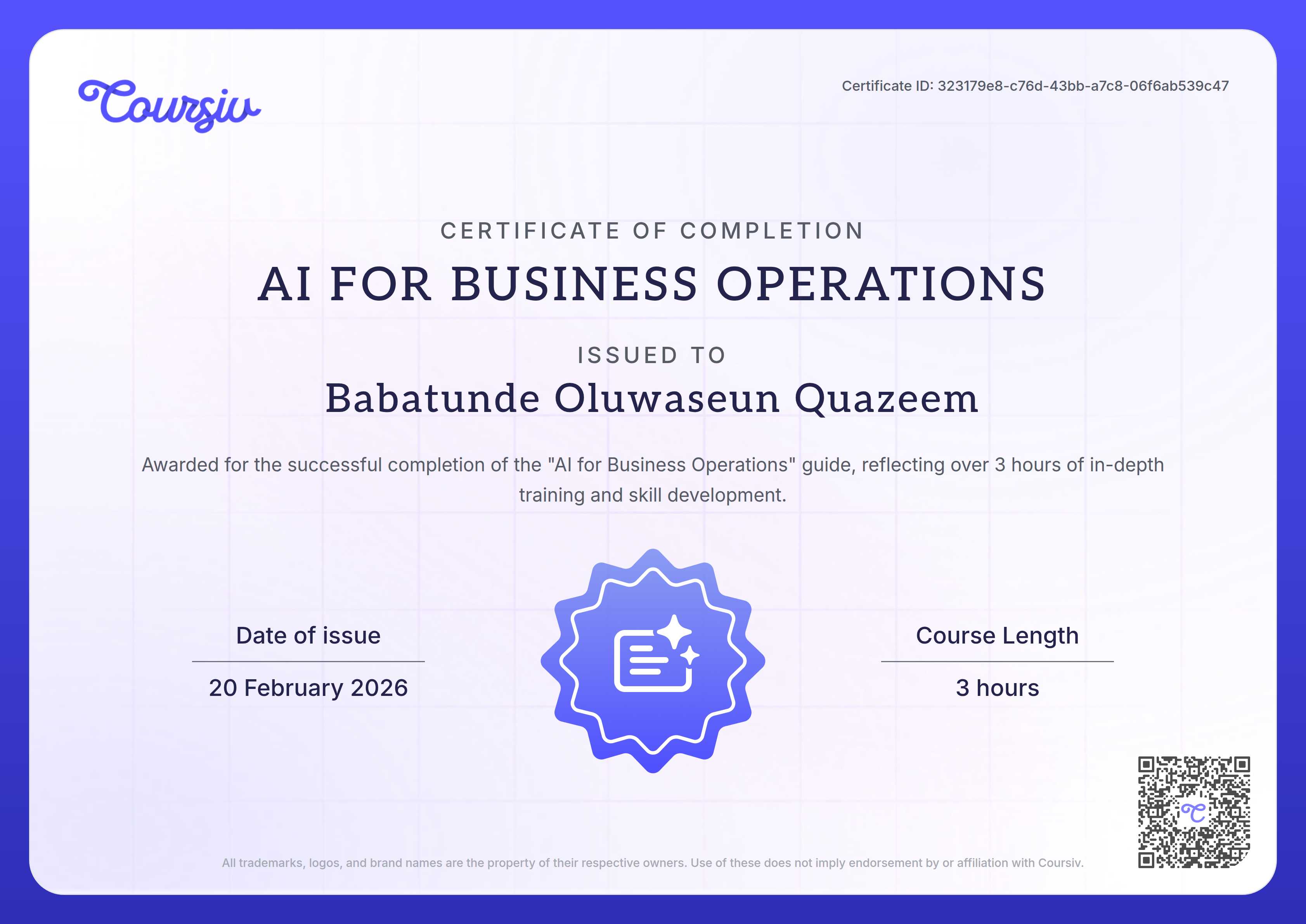 Certificate for AI for Business Operations