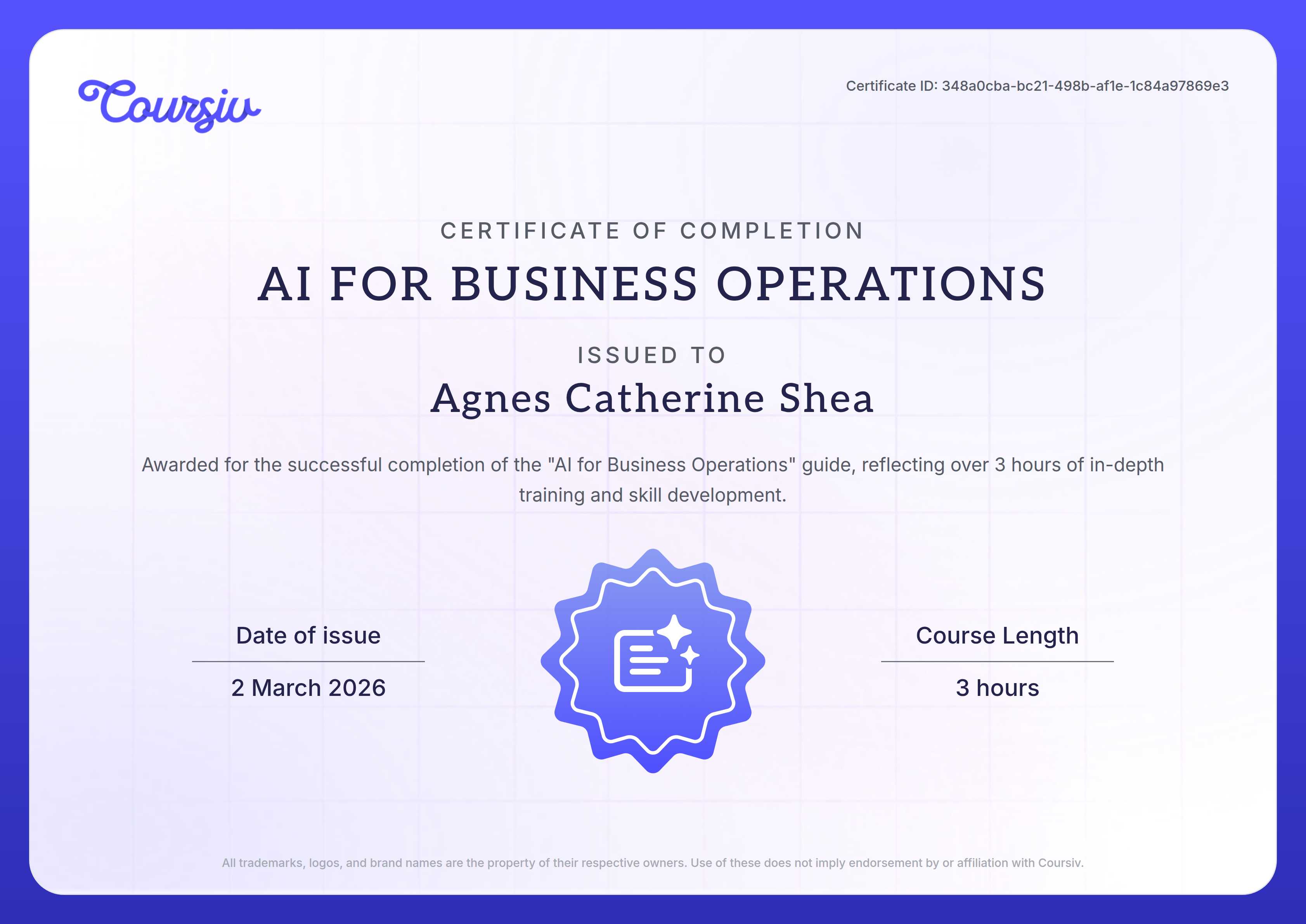 Certificate for AI for Business Operations